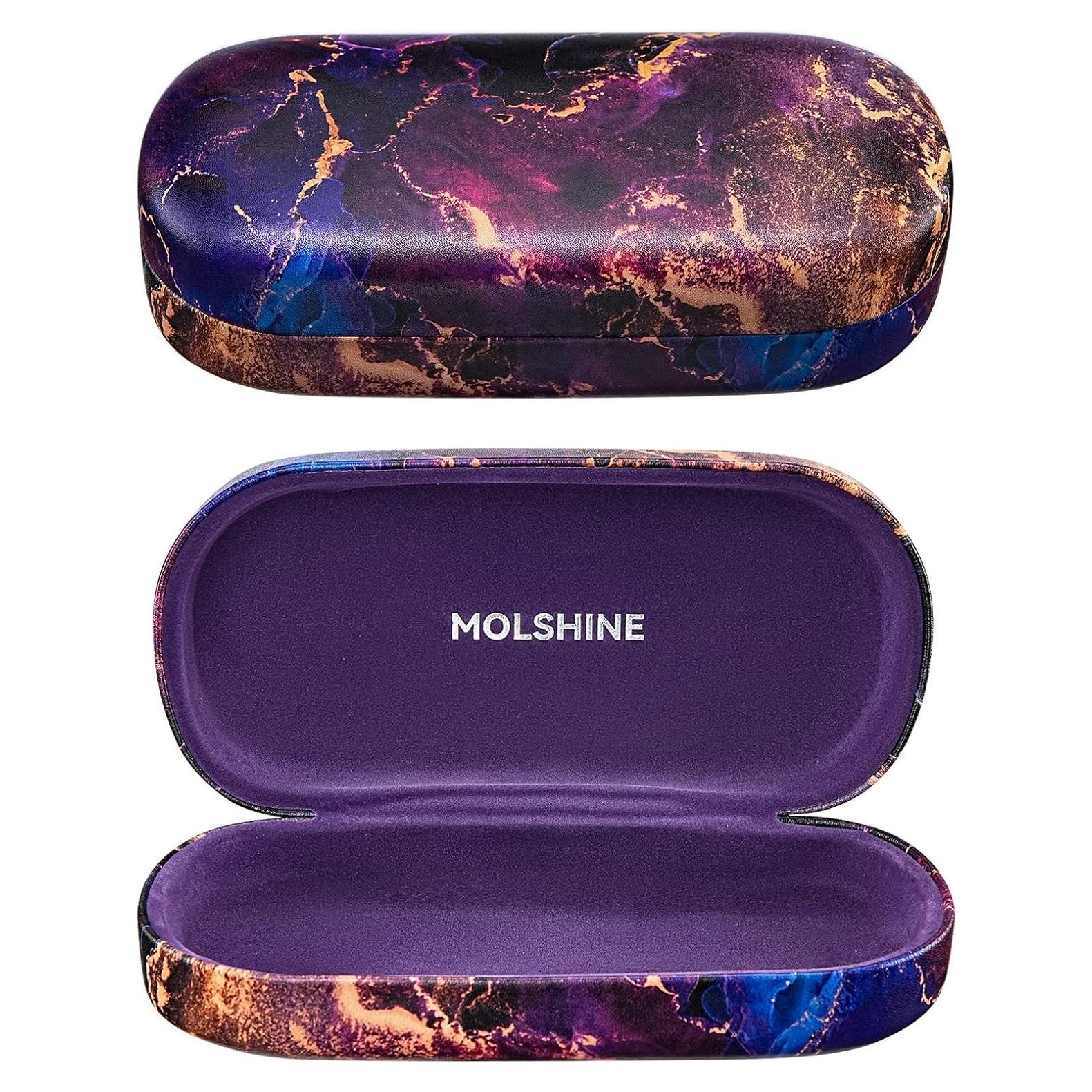 Molshine Funda Dura de Cuero para Gafas de Sol Grande