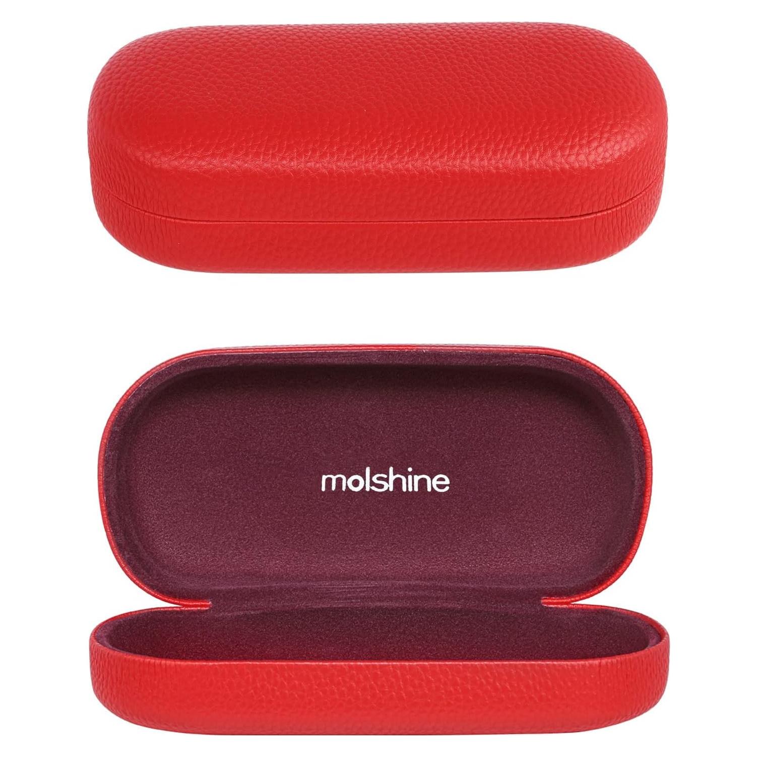 Molshine Funda Dura de Cuero para Gafas de Sol Grande
