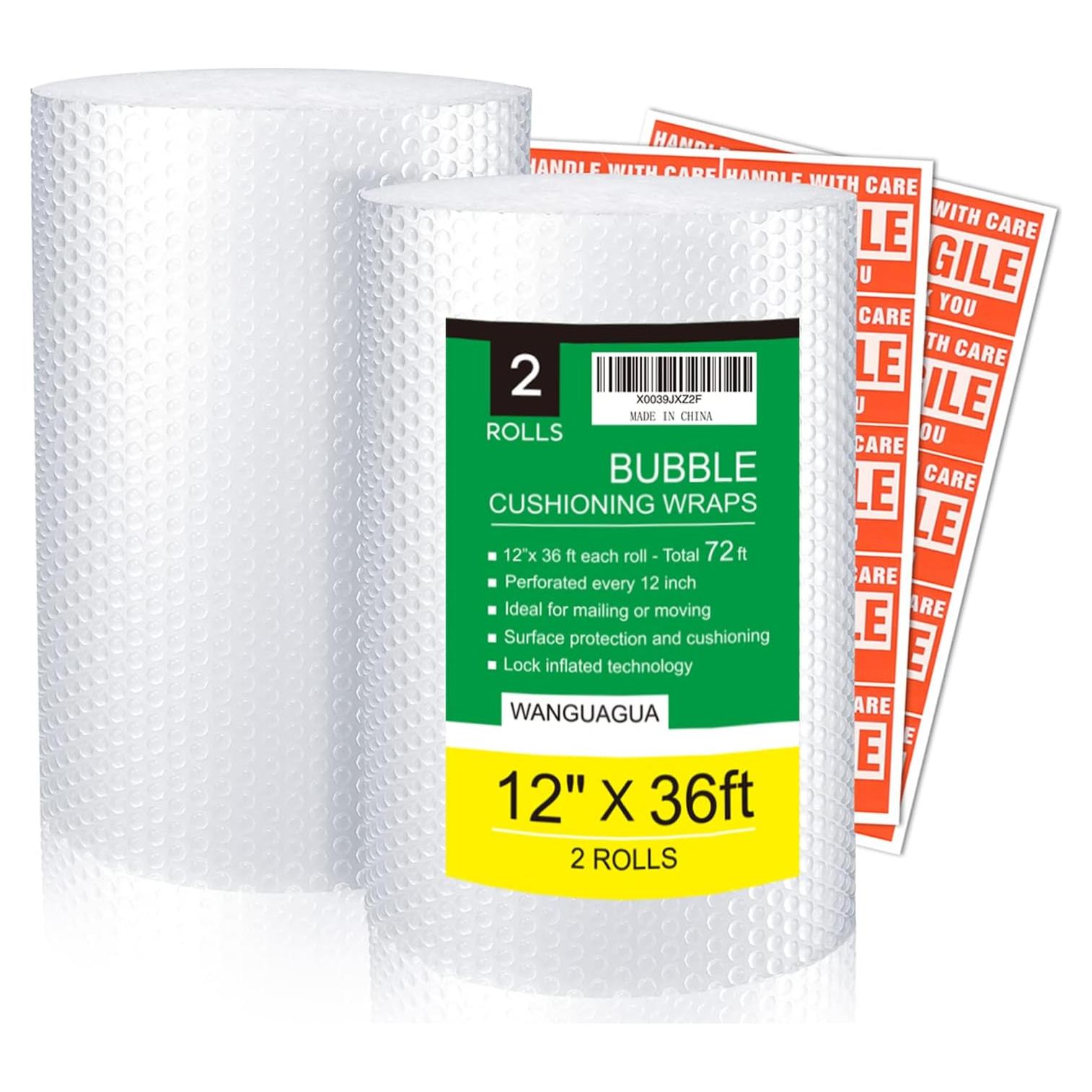 Envoltorio de Burbuja WANGUAGUA 30.5 cm x 21.9 m - 2 Rollos