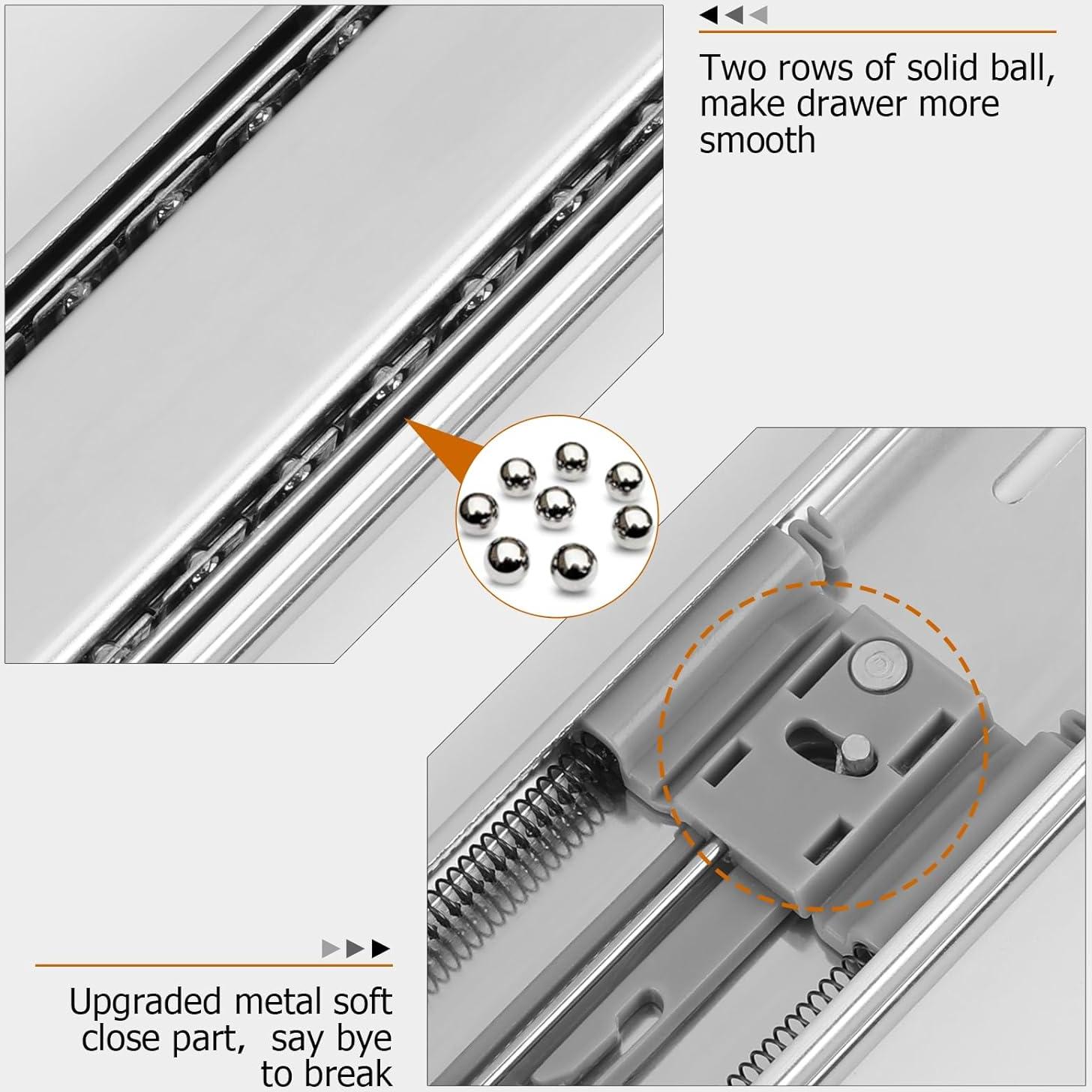 Deslizadores de Cajón LONTAN 20" Cierre Suave 10 Pares 100LB