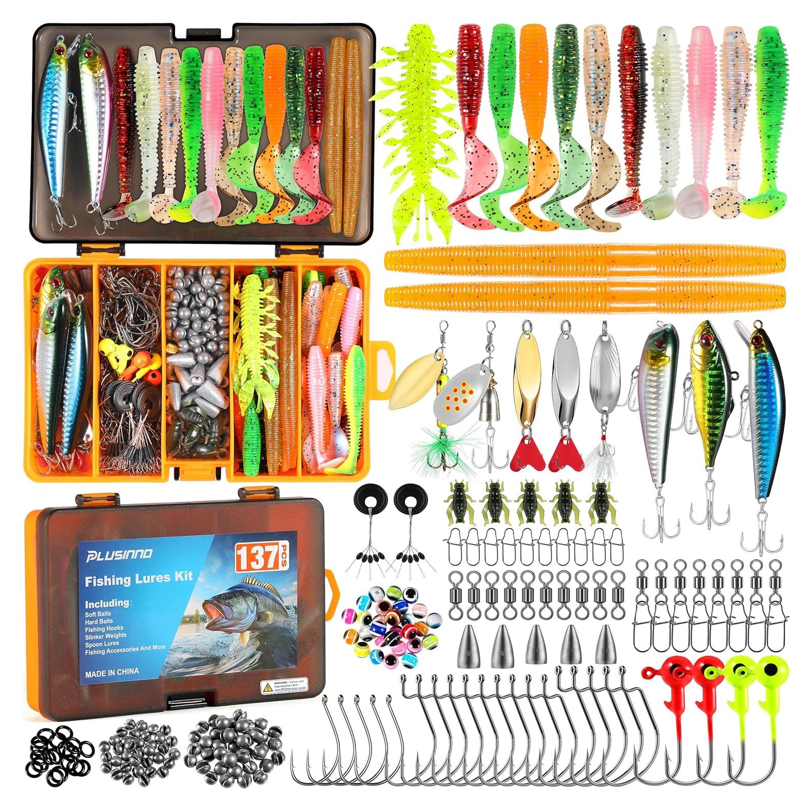 Kit de Cebo de Pesca PLUSINNO 137 Piezas Accesorios Bass