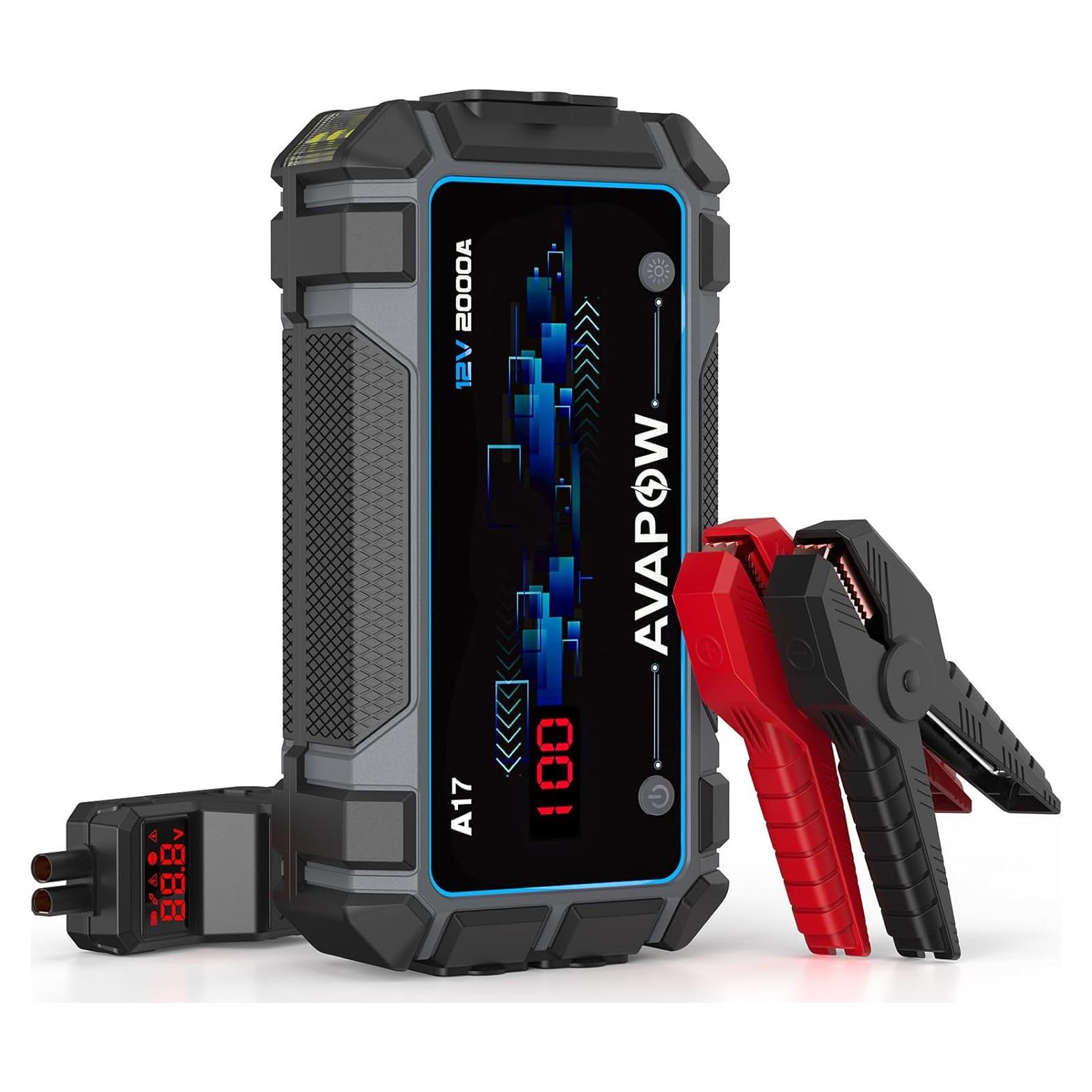 AVAPOW Arrancador de Batería A17 2000A 12V USB LED