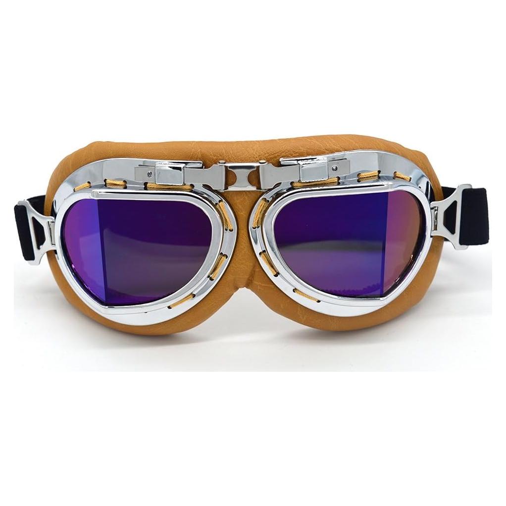 Gafas de Motocicleta Evomosa MG55 Plata Lente Azul Antiniebla