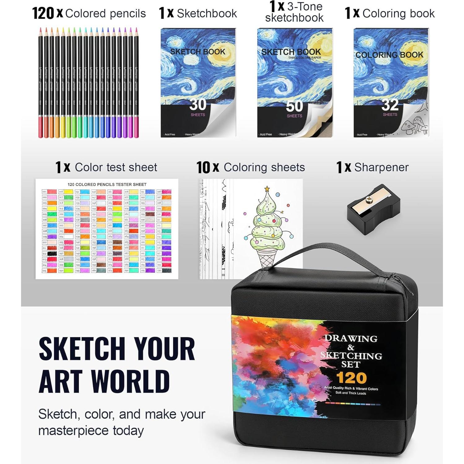 Lápices de Colores COOL BANK 120 Piezas Multicolor para Adultos