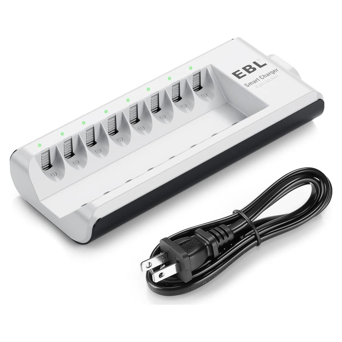 Cargador EBL 8 Bahías AA AAA Recargables con Carga Rápida