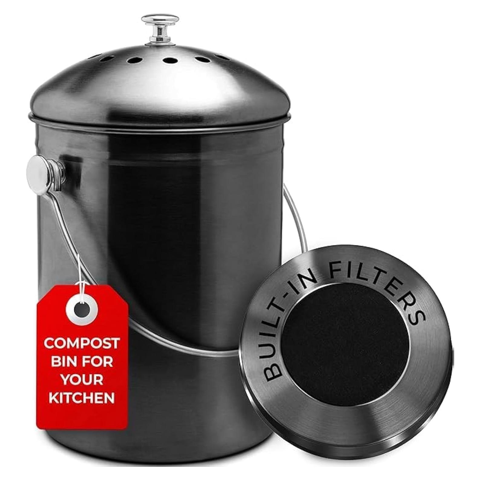 Cubo de Compostaje EPICA 4.9L Acero Inoxidable Sin Olores