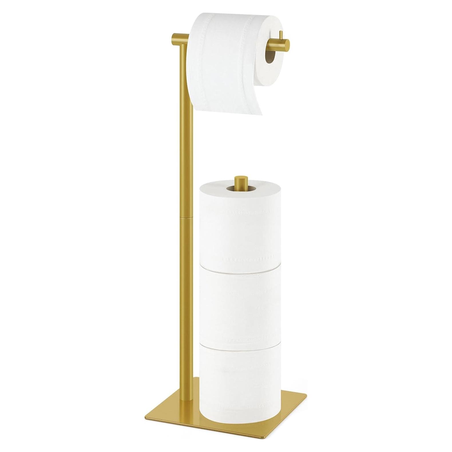 Soporte de Papel Higiénico de Pie OYEAL Beige Dorado con Almacenamiento