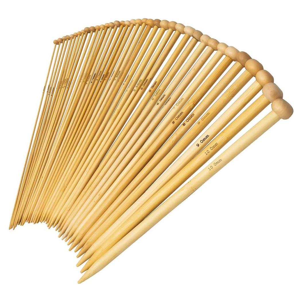 Juego de Agujas de Tejer de Bambú BetyBedy 36PCS 2.0mm a 10.0mm