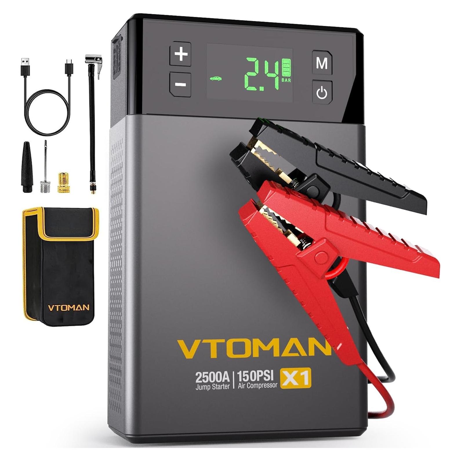 VTOMAN X1 Arrancador de Salto y Compresor 2500A 12V