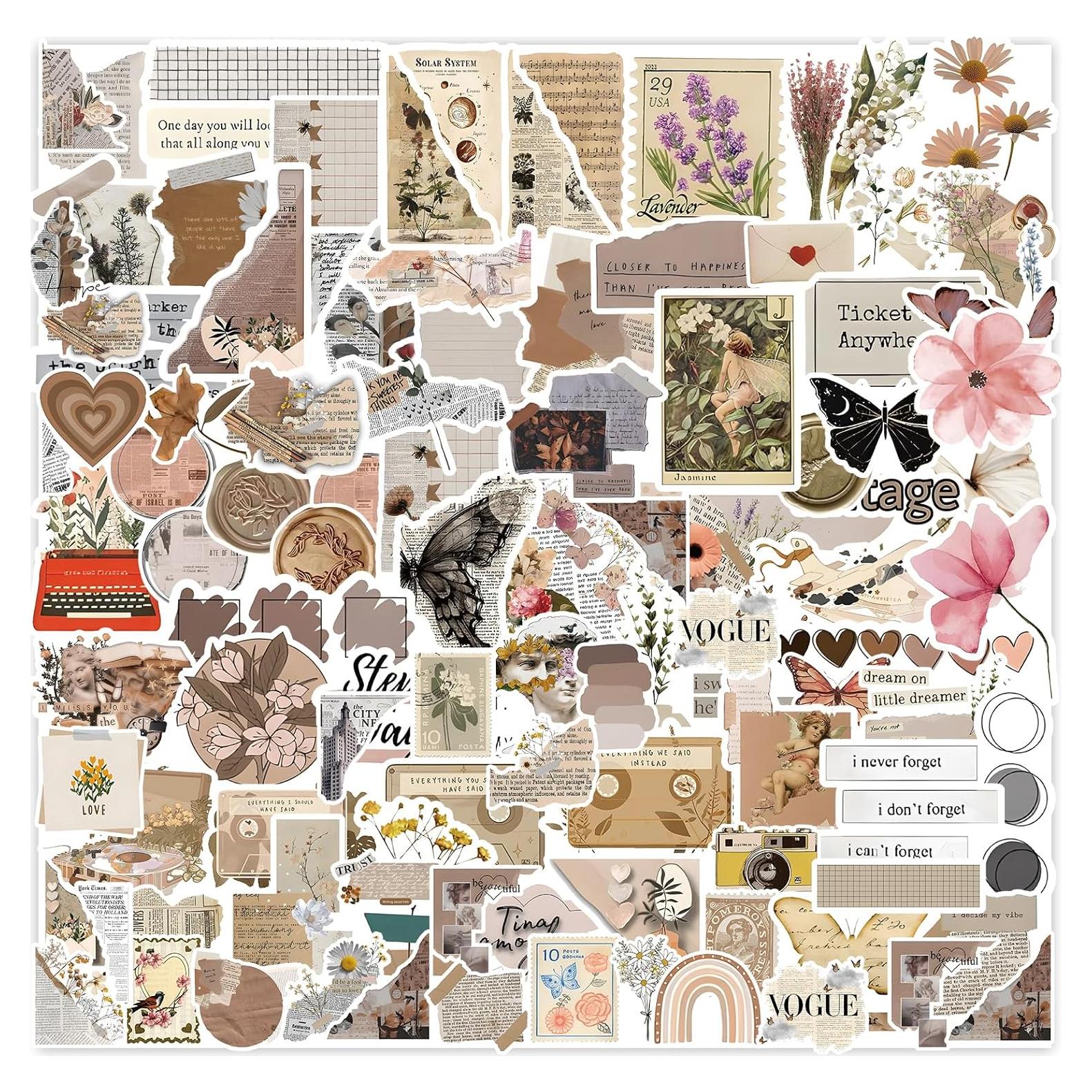 120 Calcomanías Vintage Impermeables Giogyebit para Scrapbooking
