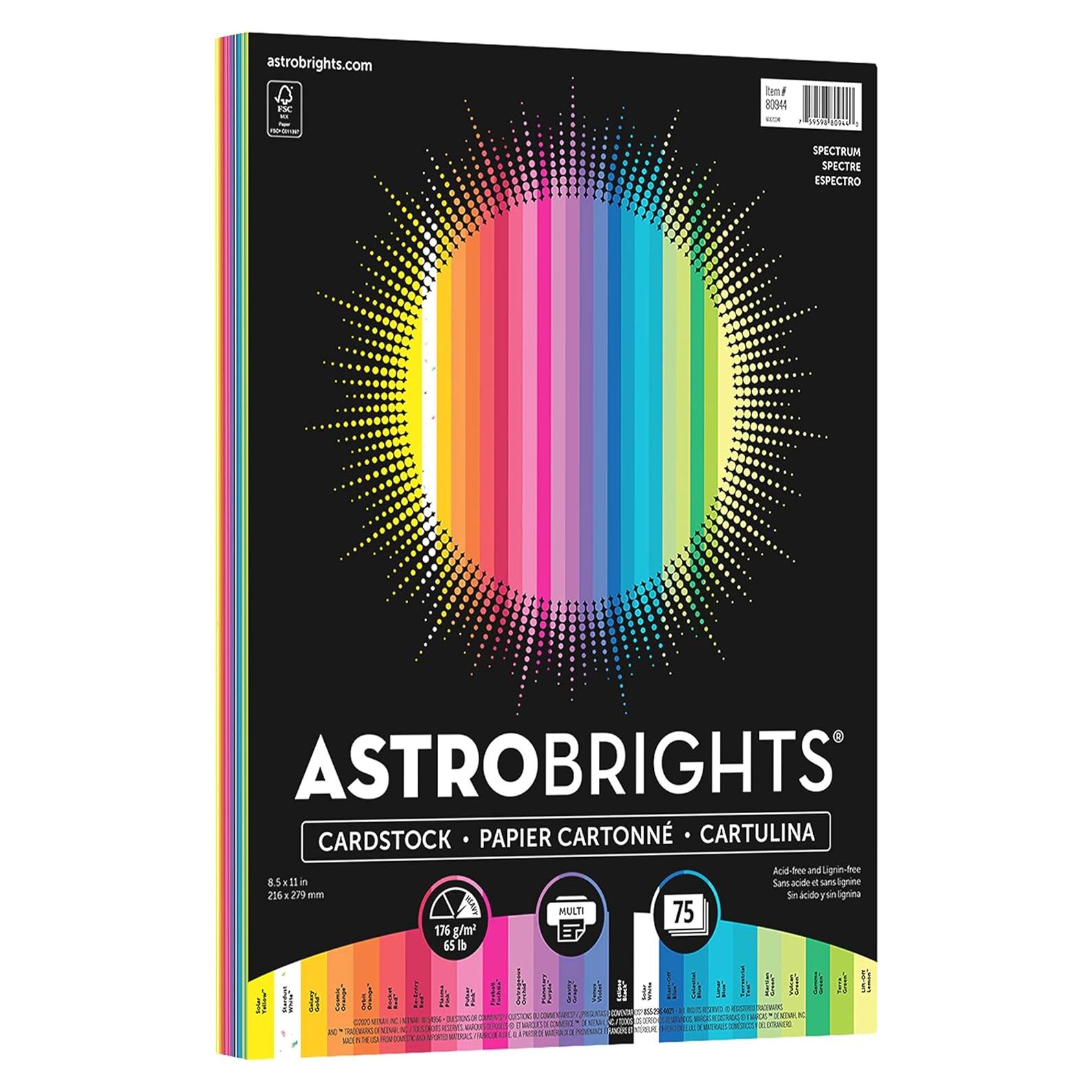 Cartulina de Color Neenah Astrobrights 25 Colores 65 lb 75 Hojas