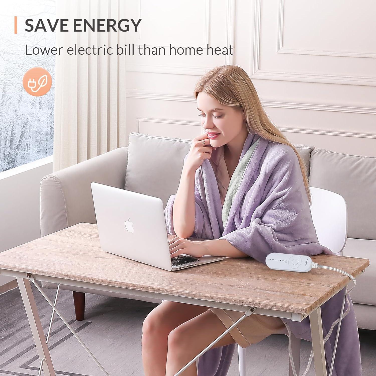 HOMLYNS Manta Calefactada 50x60 cm 5 Niveles Calor Púrpura
