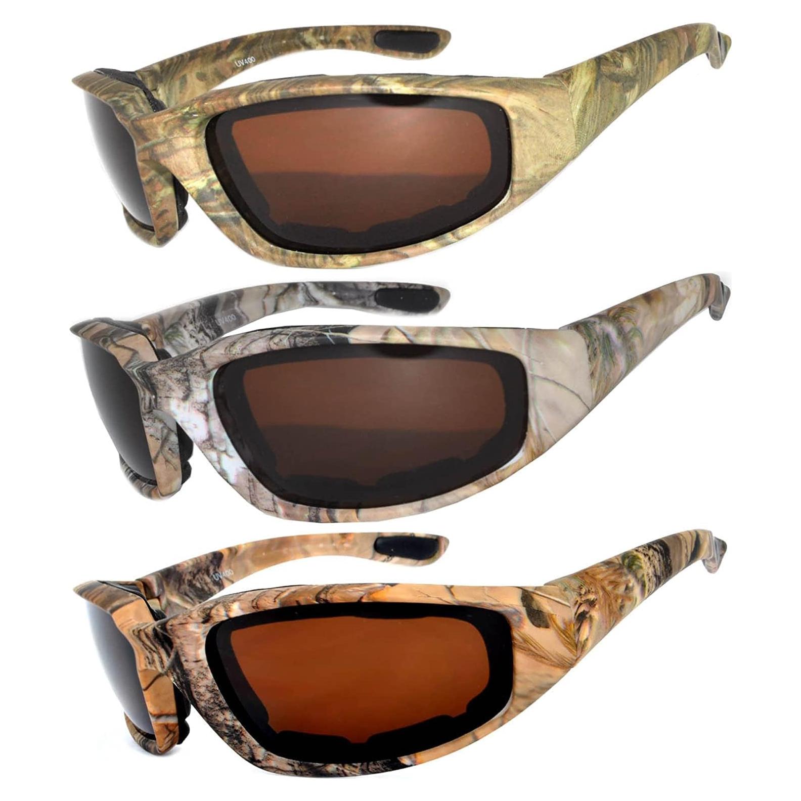 Paquete de 3 Gafas de Motocicleta Acolchadas Camo UV400