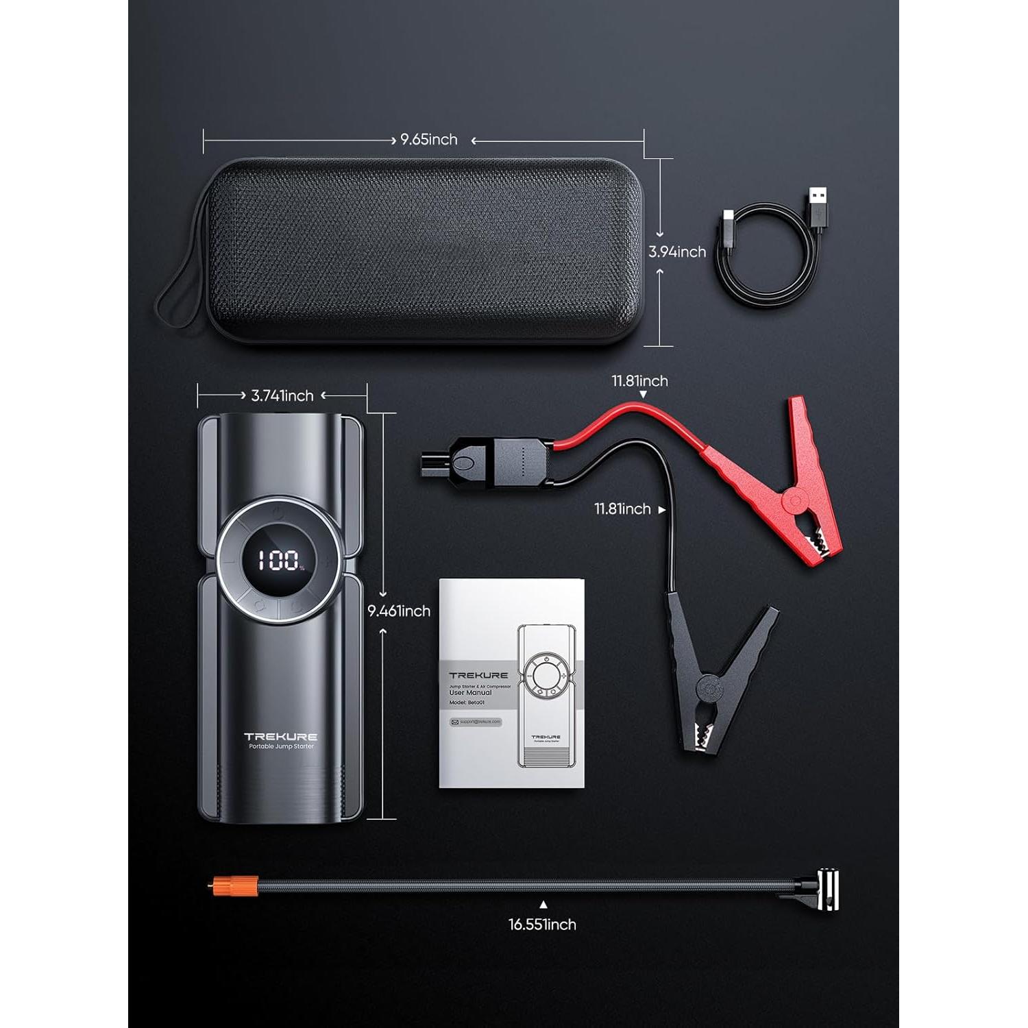 Arrancador de batería TREKURE Beta 4000A con compresor 150PSI