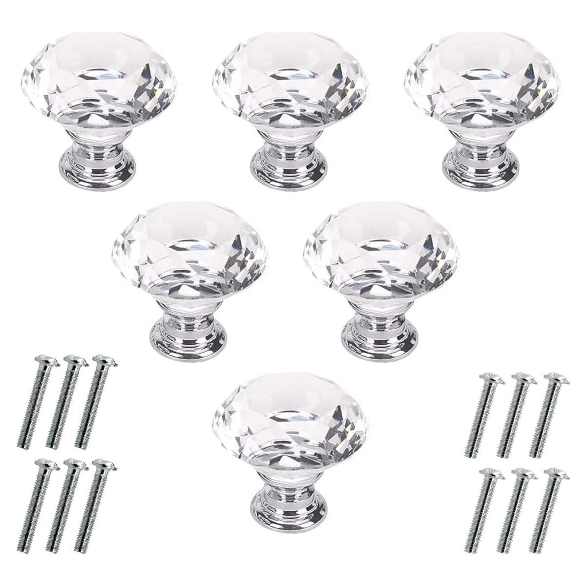 Perillas de Cristal 30mm Akstore - 6 Pcs Tiradores Brillantes
