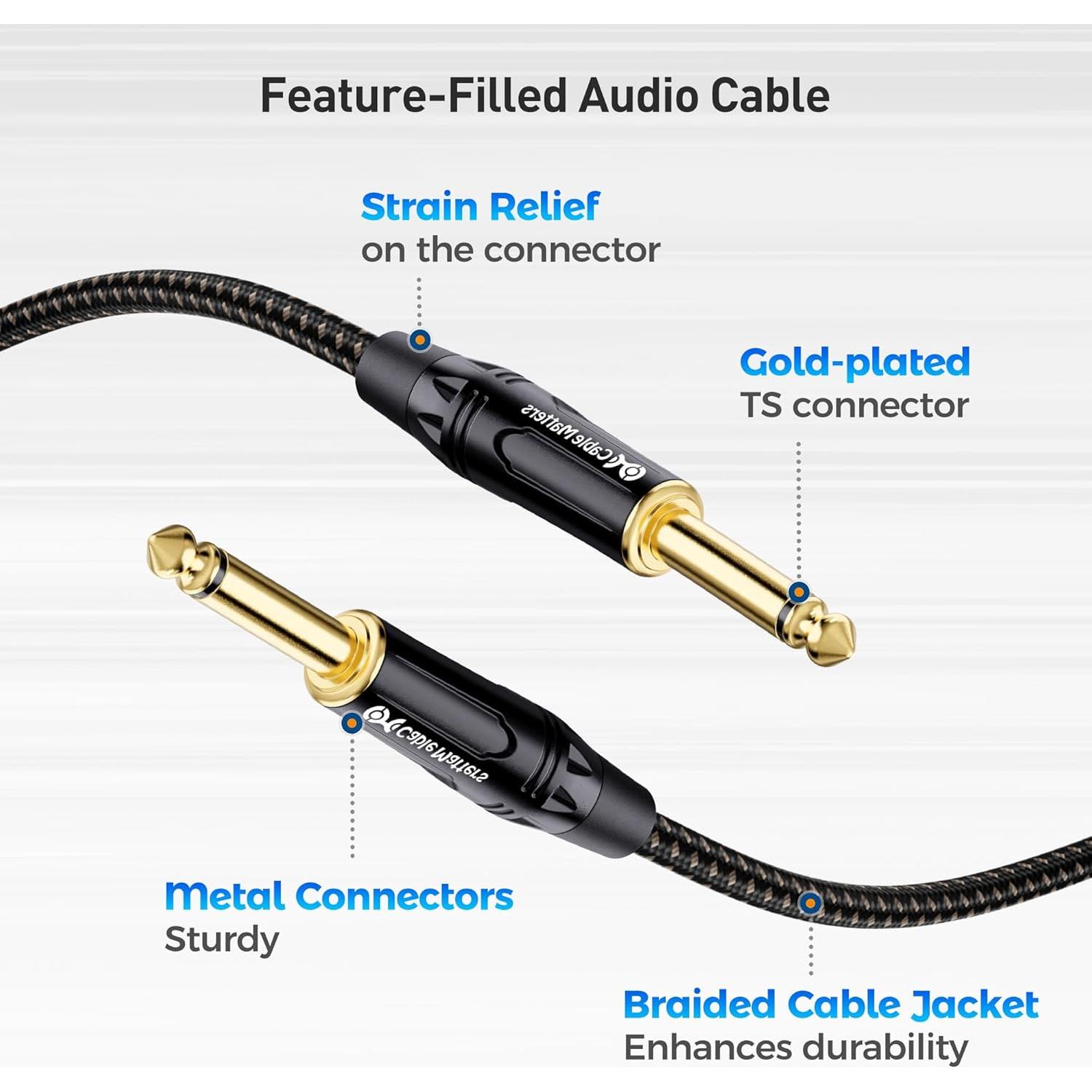 Cable de Guitarra TS a TS Cable Matters 1.83m Trenzado - 2 Pack