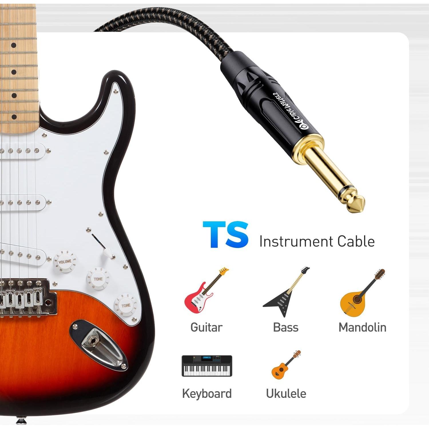 Cable de Guitarra TS a TS Cable Matters 1.83m Trenzado - 2 Pack