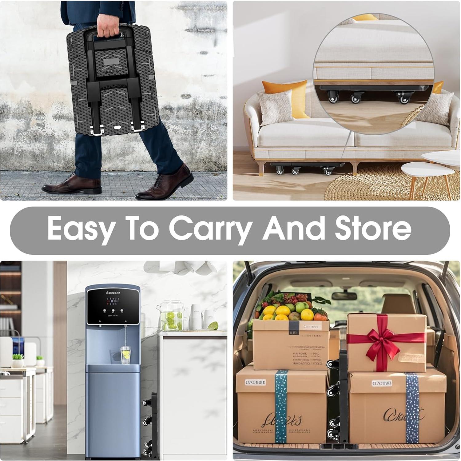 Carro de Mano Plegable Voipvvii 226.8 kg 6 Ruedas Giratorias