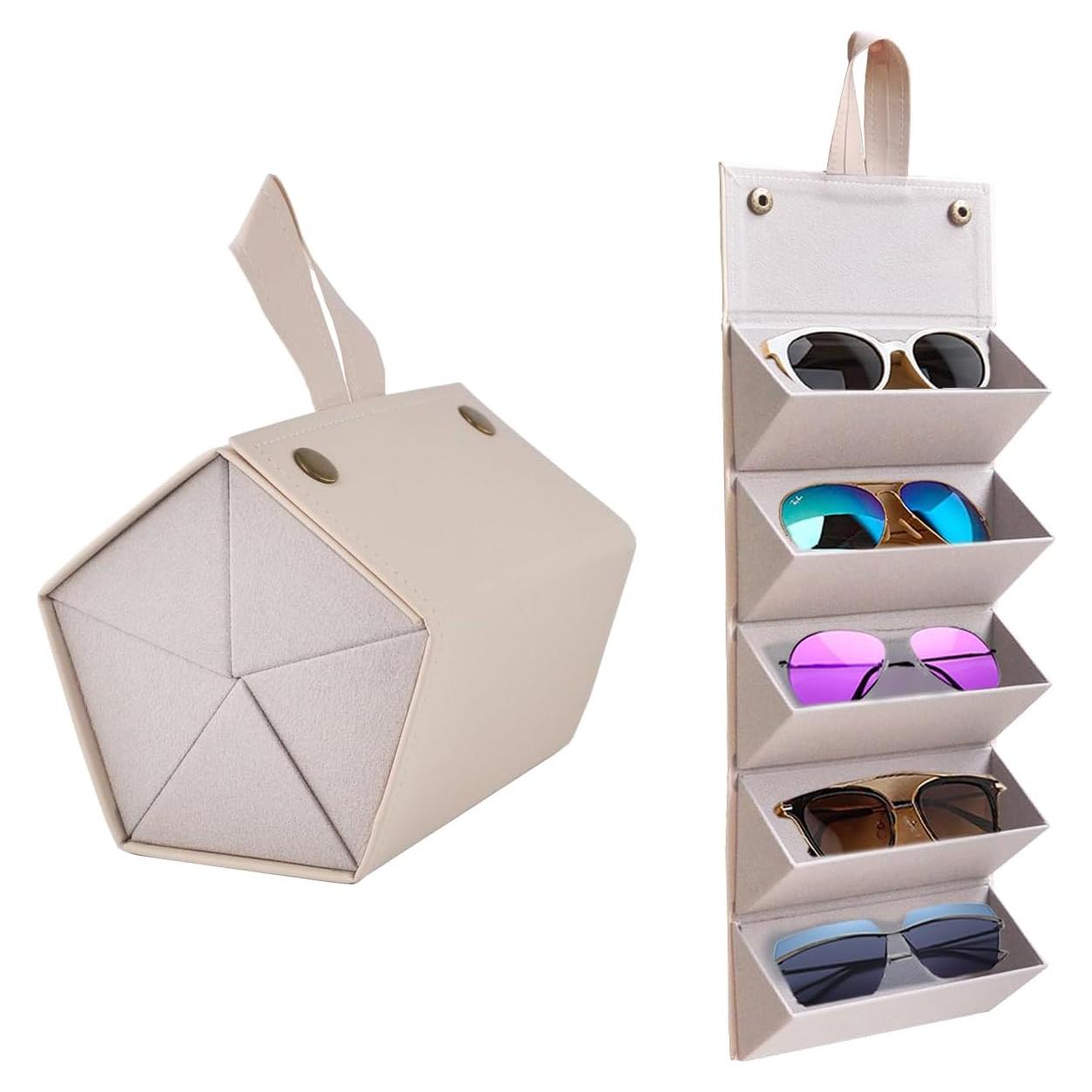 Organizador de Gafas Kenpal Plegable 5 Compartimentos Beige