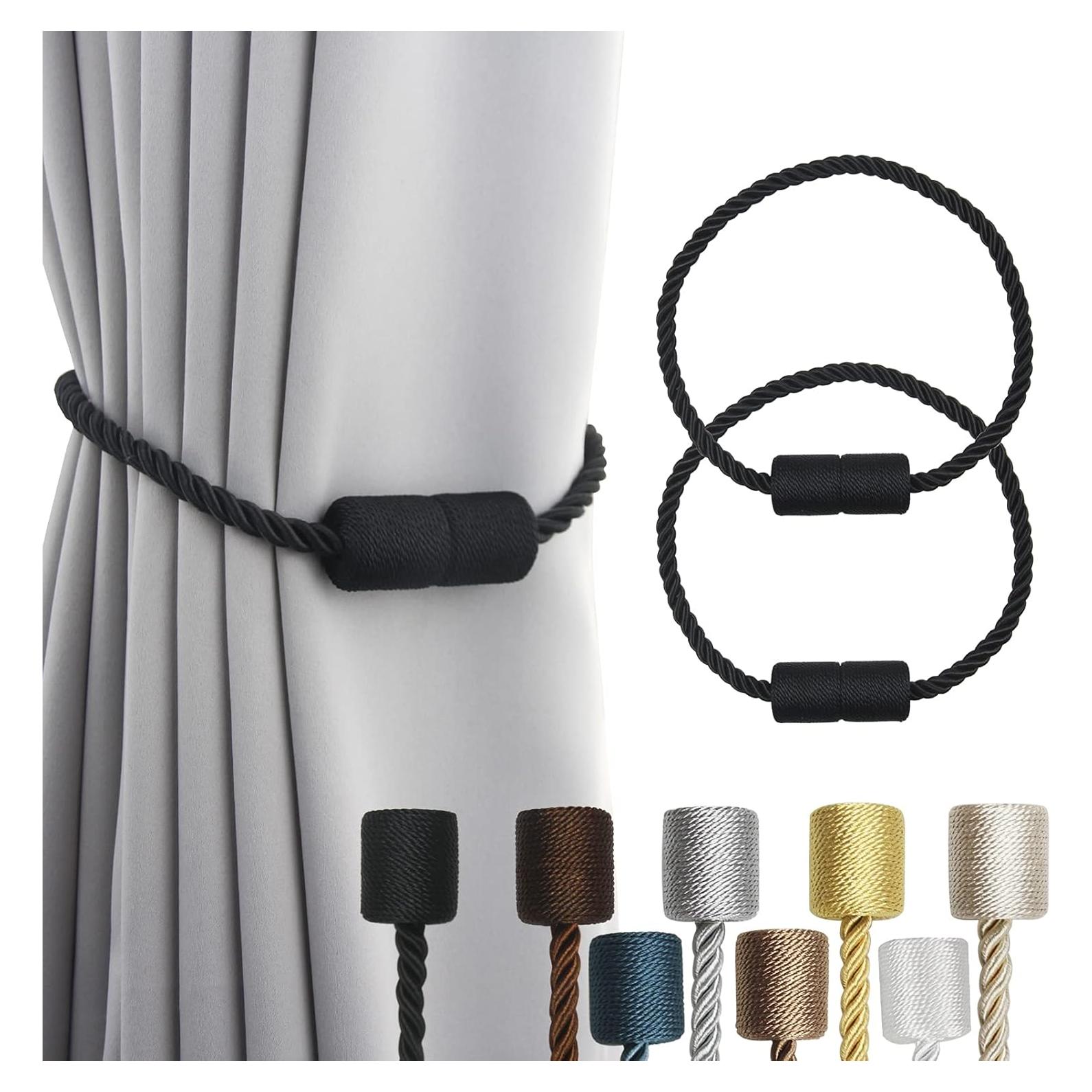 Paquete de 2 Sujetadores Magnéticos de Cortina Porlau Negros