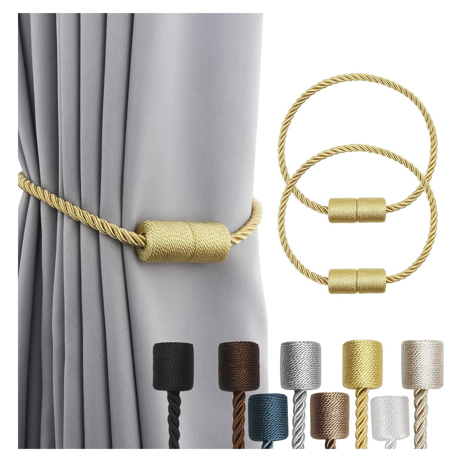 2 Sujetadores Magnéticos de Cortina Porlau - Dorado 44.45cm