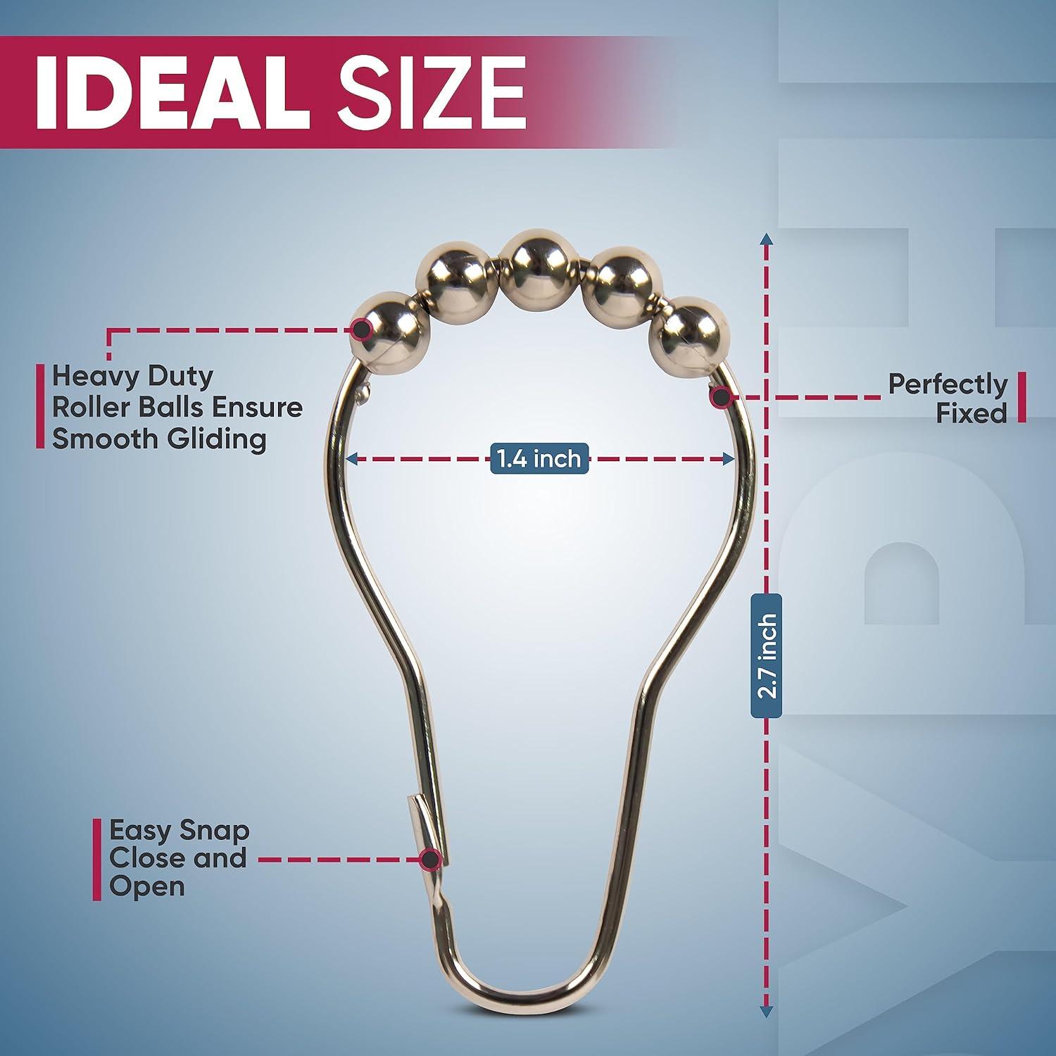 Ganchos de Cortina de Ducha KEMSHIRE Acero Inoxidable 12 Piezas