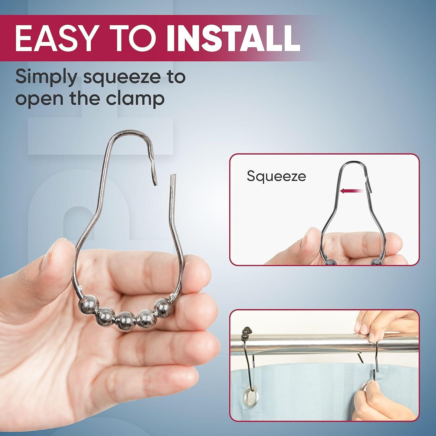 Ganchos de Cortina de Ducha KEMSHIRE Acero Inoxidable 12 Piezas