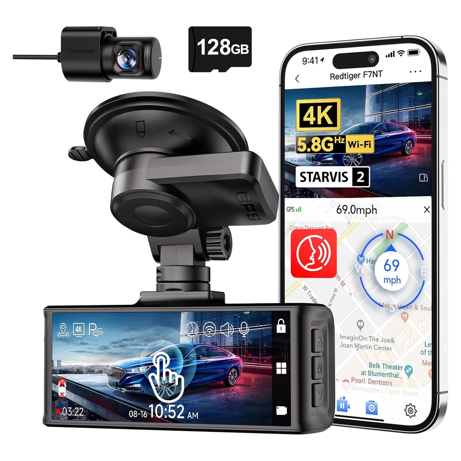 Cámara de Salpicadero REDTIGER F7N Touch 4K Doble, GPS, WiFi