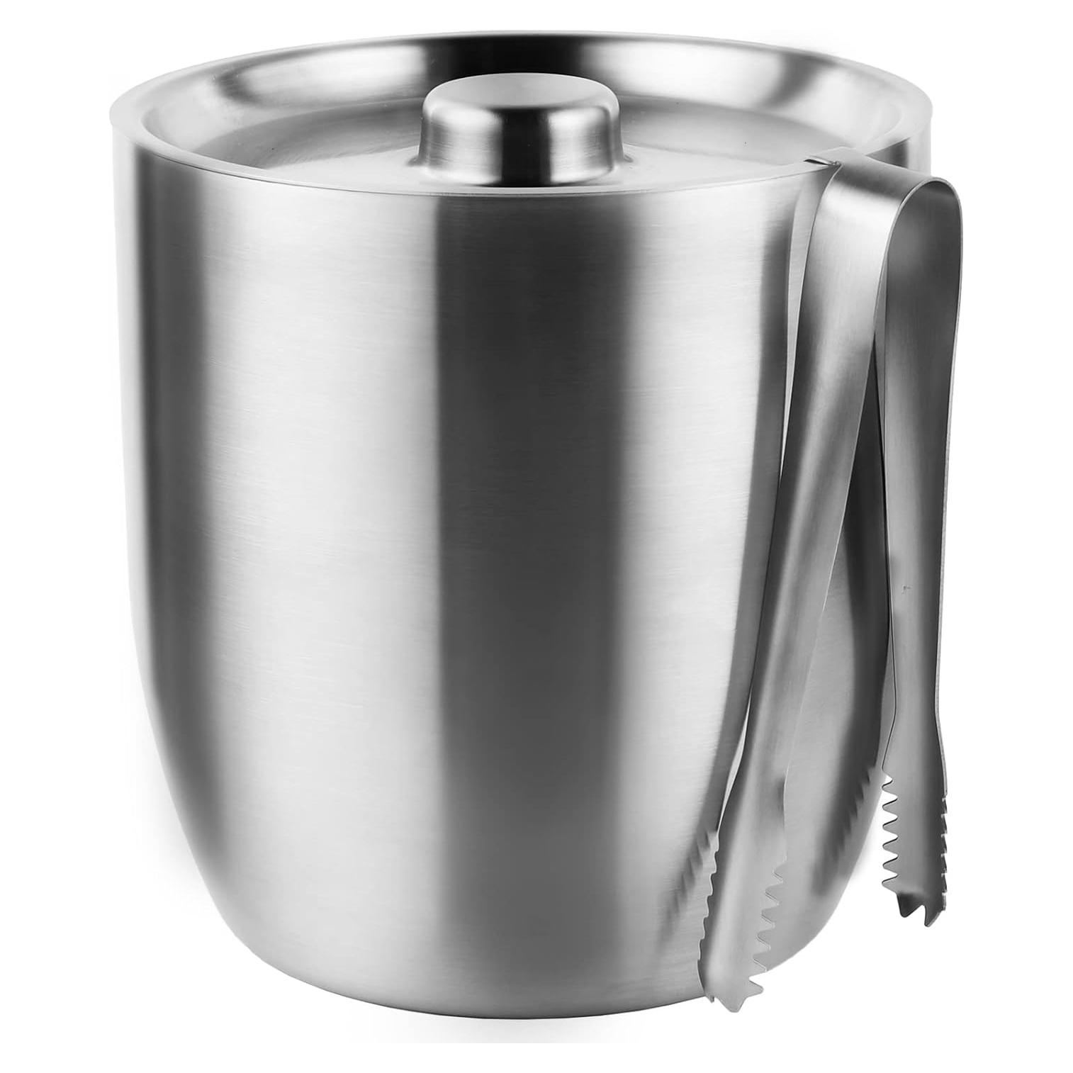 Cubo de Hielo Aislado Tiken 3L Acero Inoxidable con Tapa y Pinzas