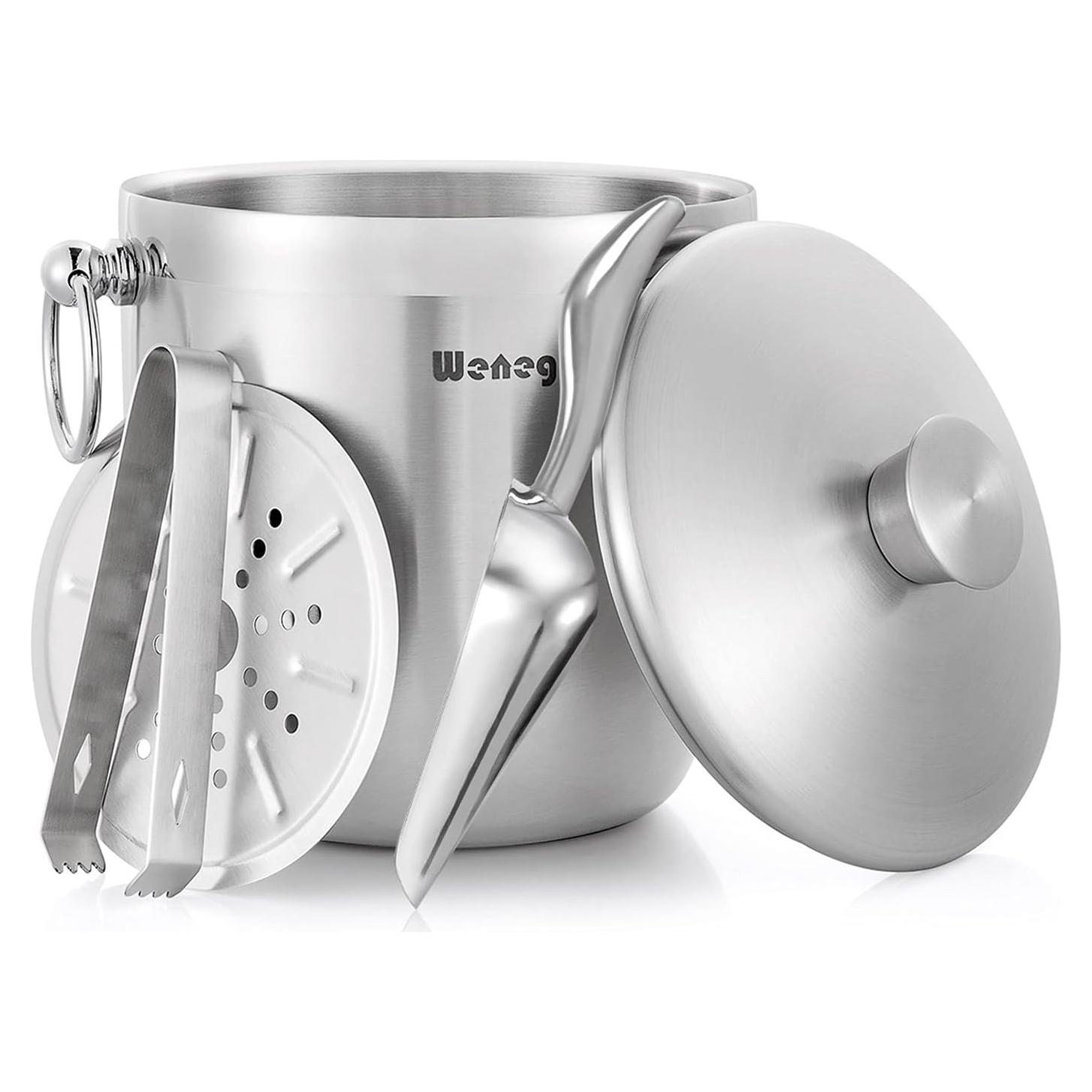 Cubeta de Hielo Aislada WENEGG 3L con Tapa y Colador