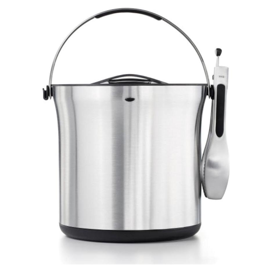 Cubo de Hielo OXO SteeL 3.79L con Pinzas de Acero Inoxidable