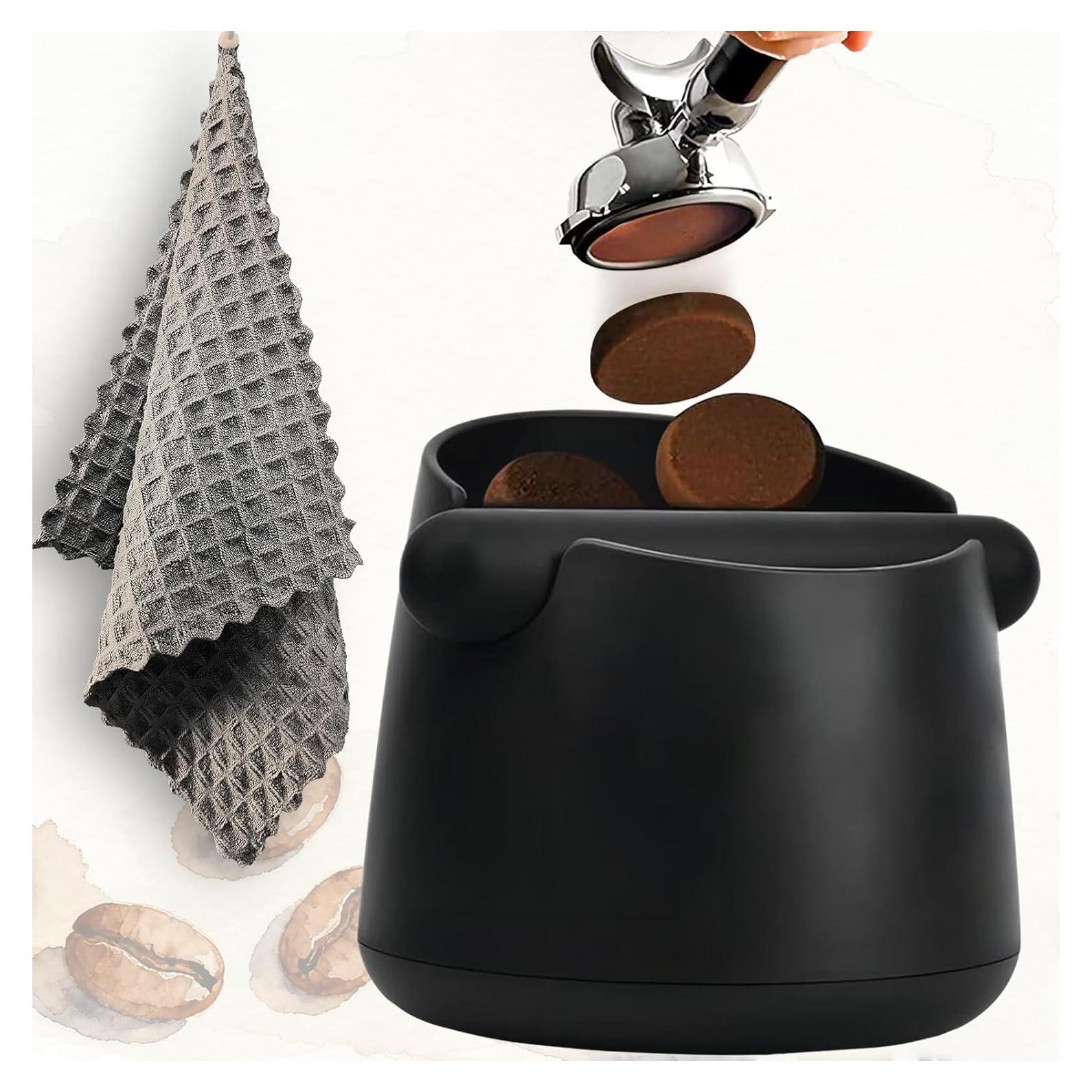 Caja de Golpe Espresso JDHAVMOS con Toalla Barista Negra