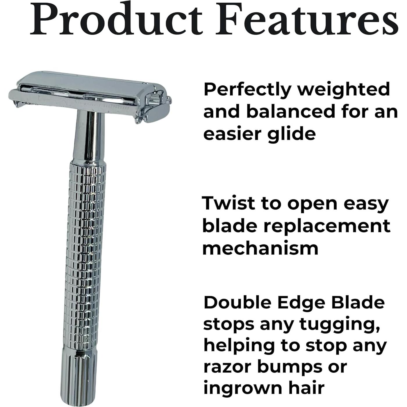 Maquinilla de Afeitar Clásica G.B.S Doble Cuchilla Mango Largo