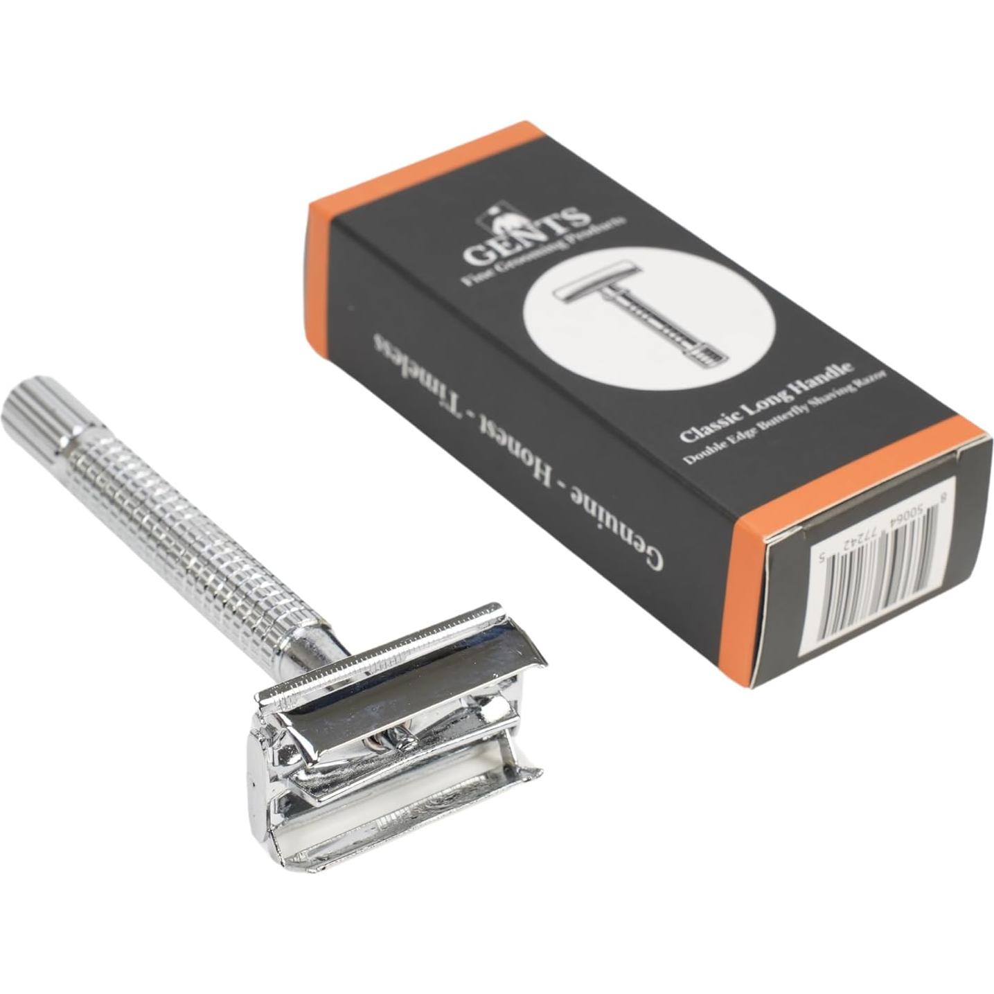 Maquinilla de Afeitar Clásica G.B.S Doble Cuchilla Mango Largo