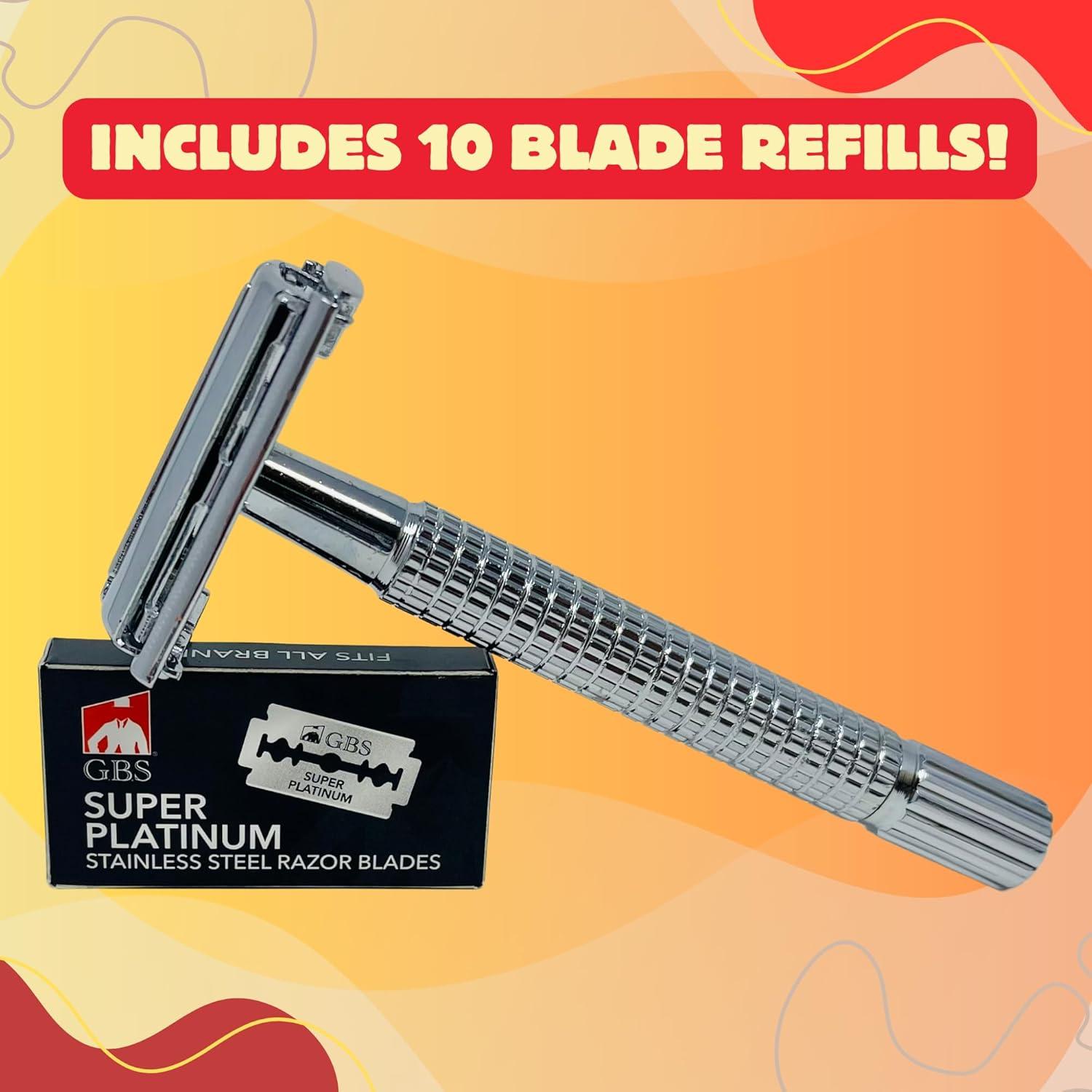 Maquinilla de Afeitar Clásica G.B.S Doble Cuchilla Mango Largo