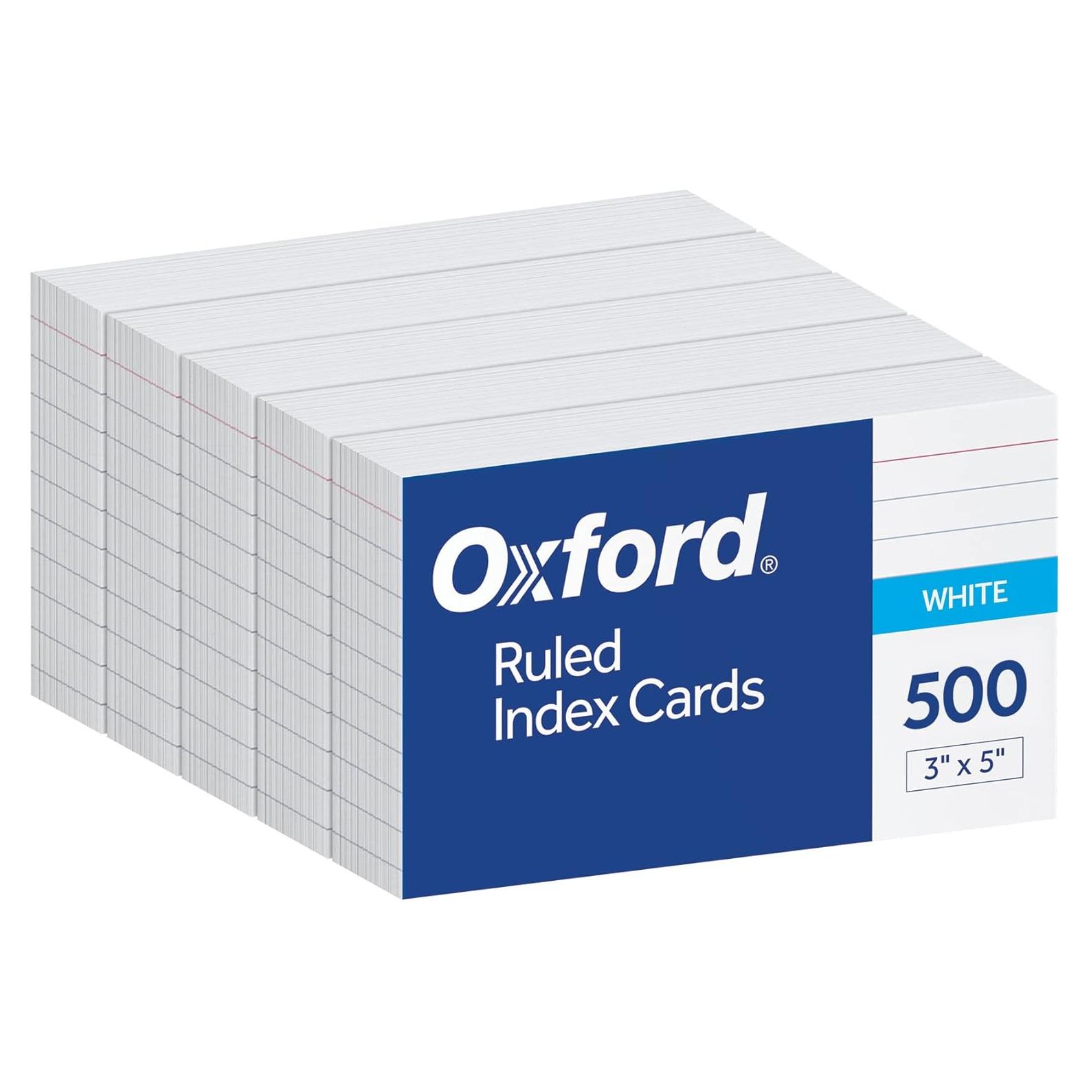 Tarjetas de Índice Oxford 3x5 Blancas Rayadas 500 Unidades