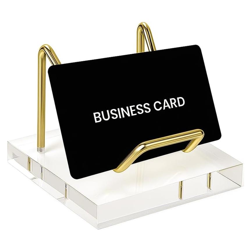 Soporte de Tarjetas de Visita Acrílico Dorado 6.6x6.6 cm