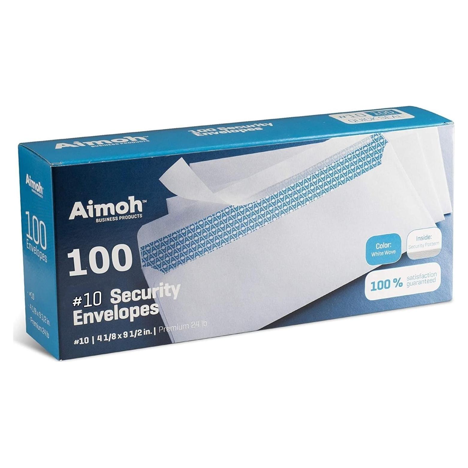 Sobres de Seguridad Autocierre Aimoh #10 - 100 Unidades 10.5x24.1cm