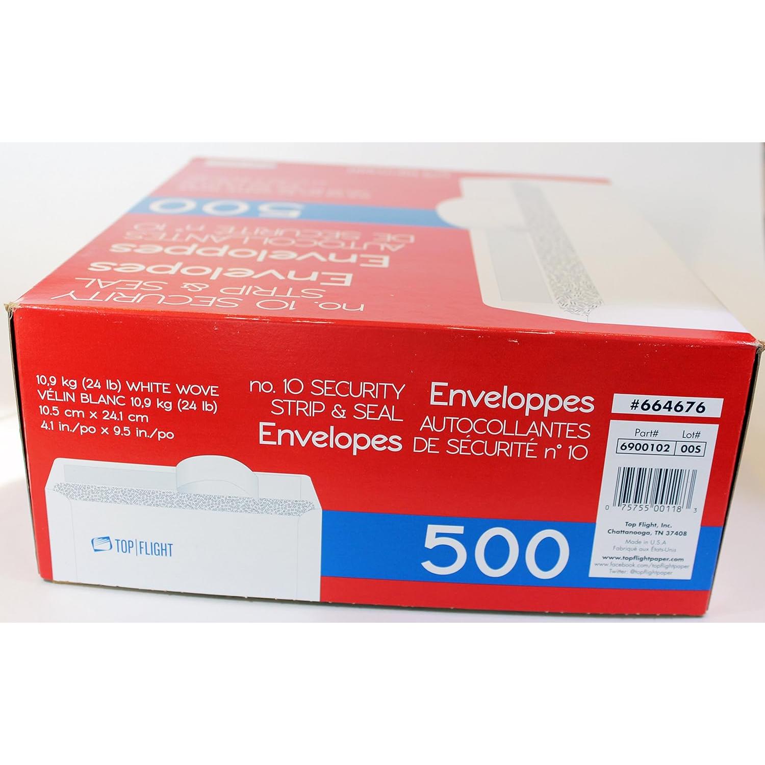Sobres Autoadhesivos Top Flight PSTF10NWT, 500 Unidades, Papel 24 lb