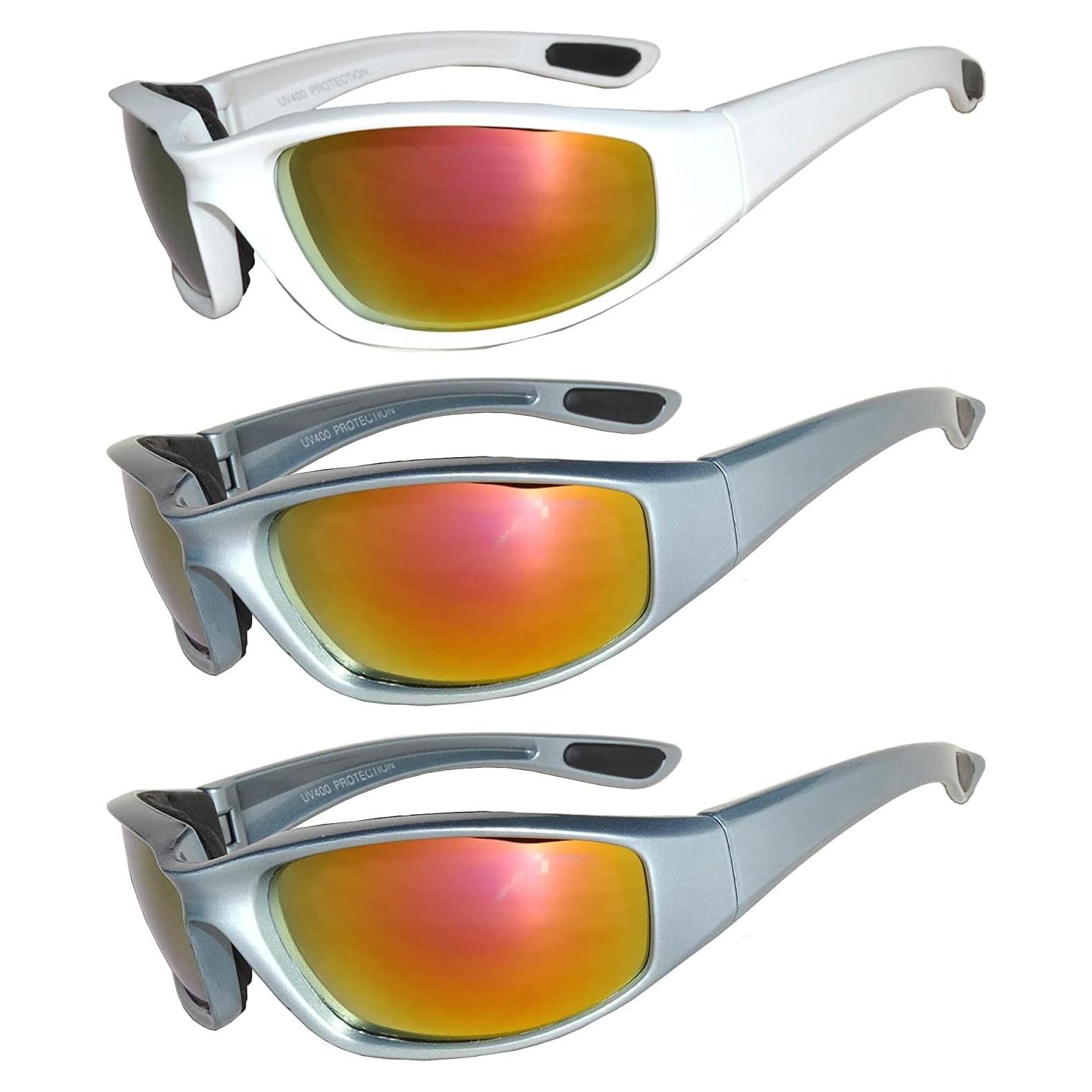 Juego de 3 gafas de sol para motocicleta UV400 con espuma