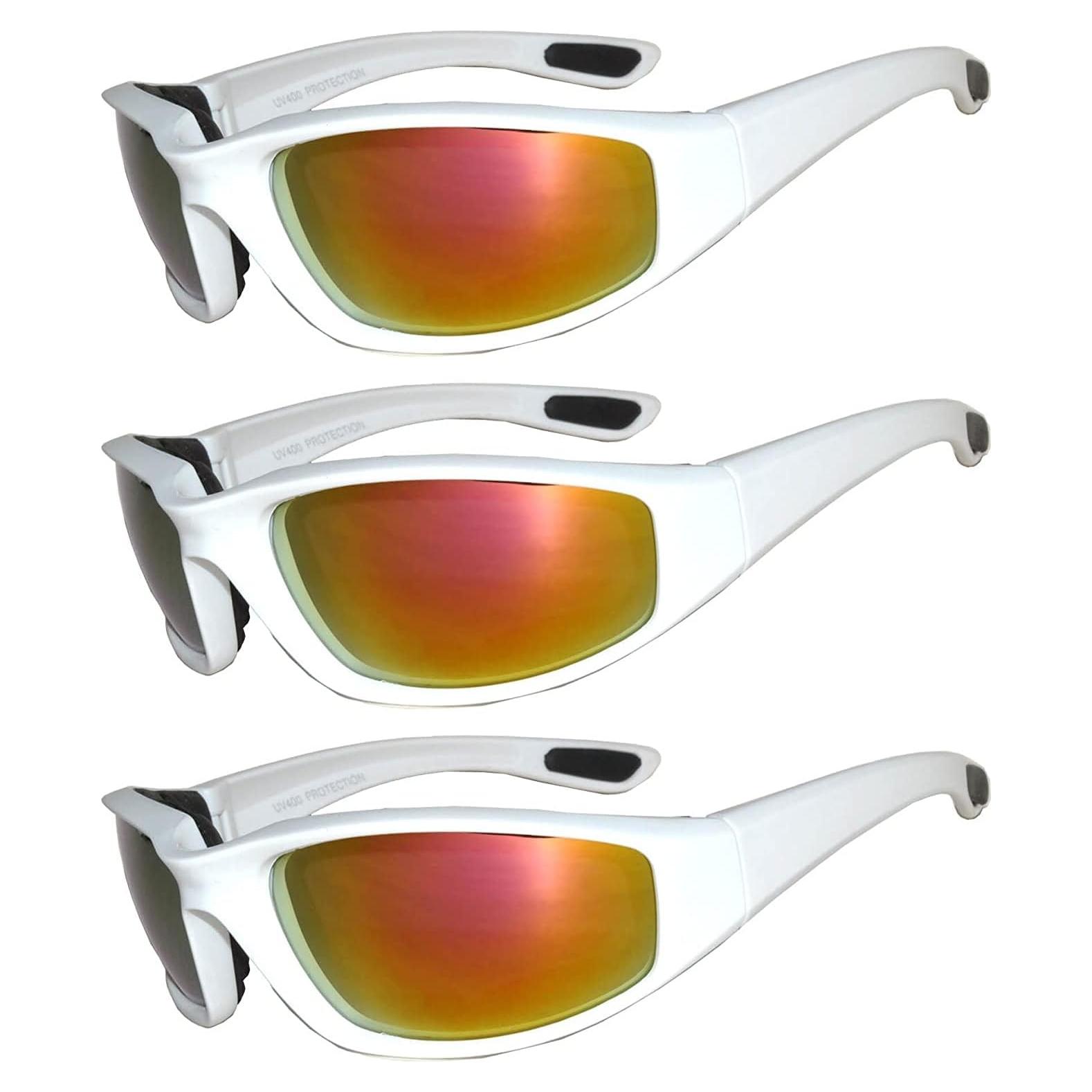 Juego de 3 gafas de sol para motocicleta UV400 con almohadilla