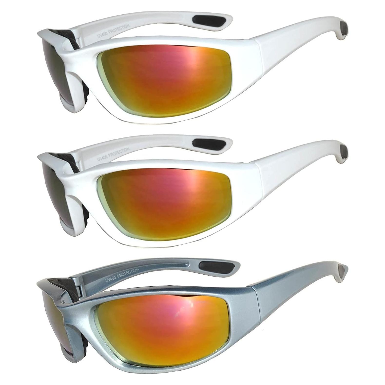 Juego de 3 gafas de sol para motocicleta UV400 con espuma