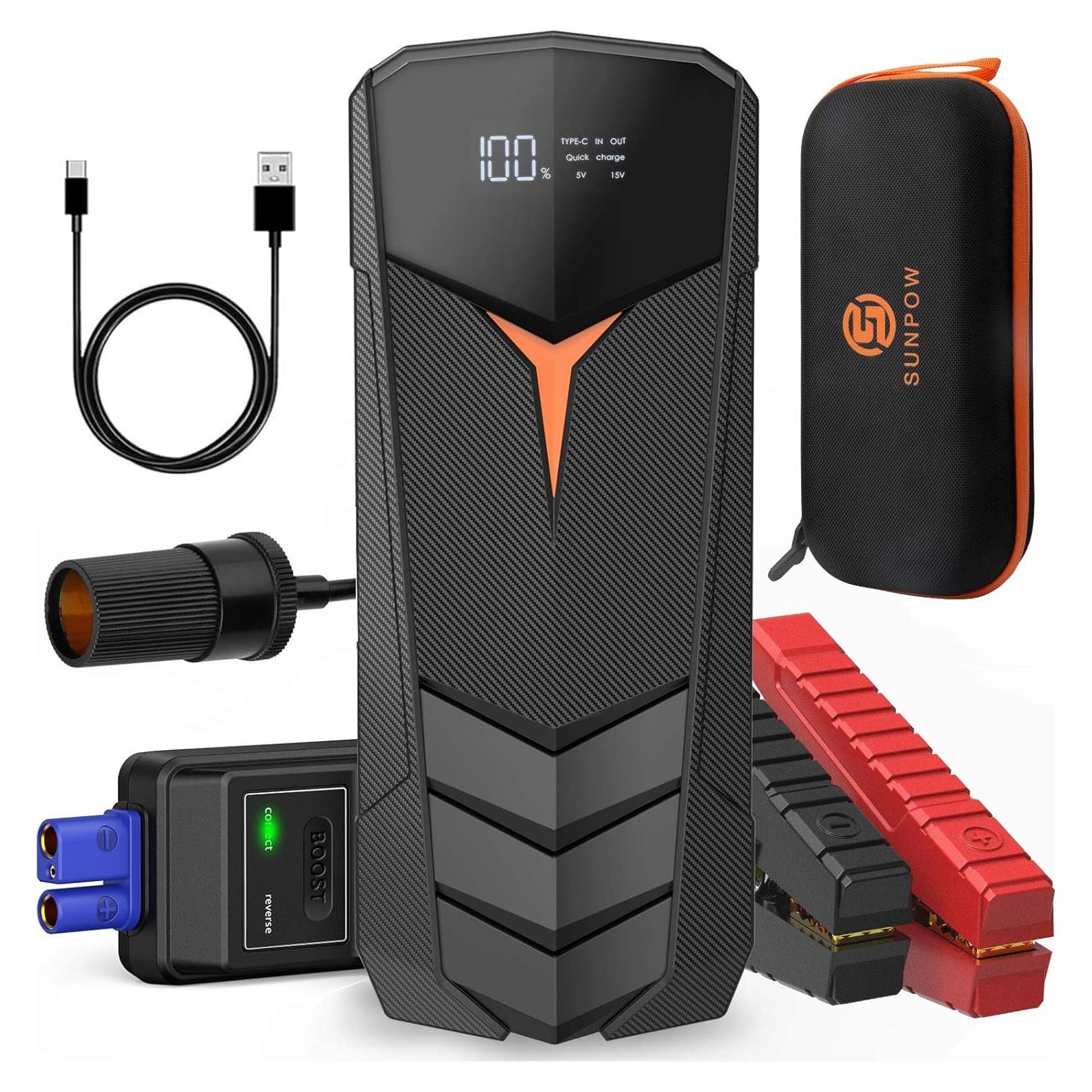 SUNPOW Arrancador de Batería de Litio 2000A 20000mAh 12V