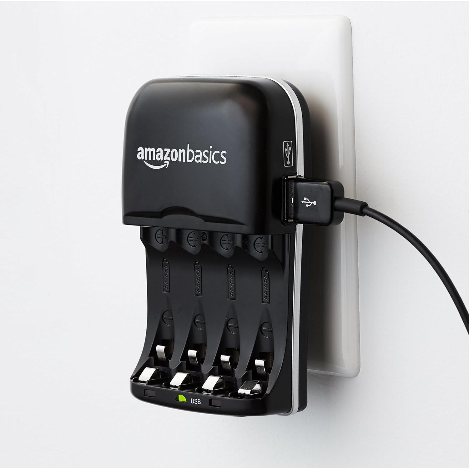 Cargador de Baterías Recargables Amazon Basics USB AA AAA