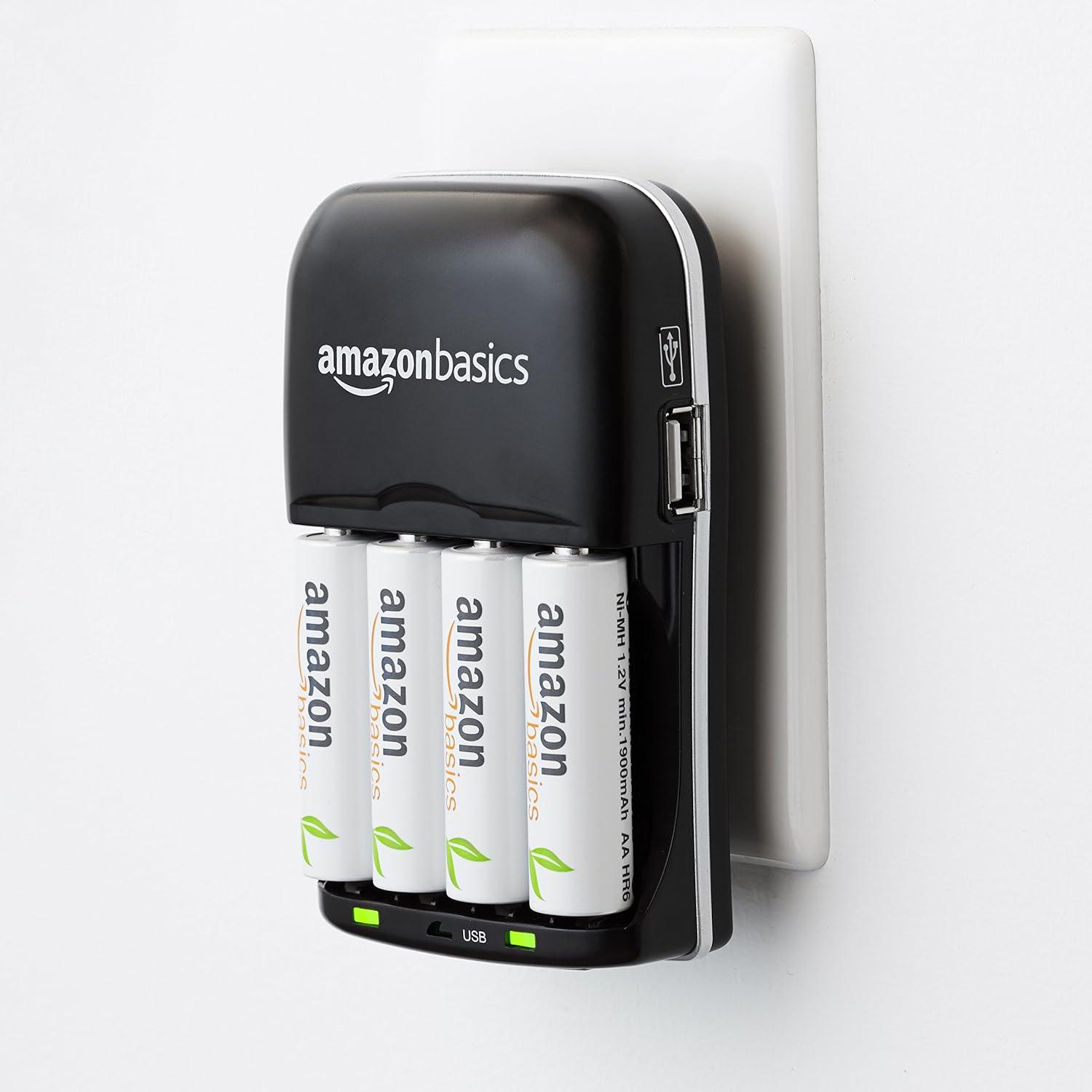 Cargador de Baterías Recargables Amazon Basics USB AA AAA