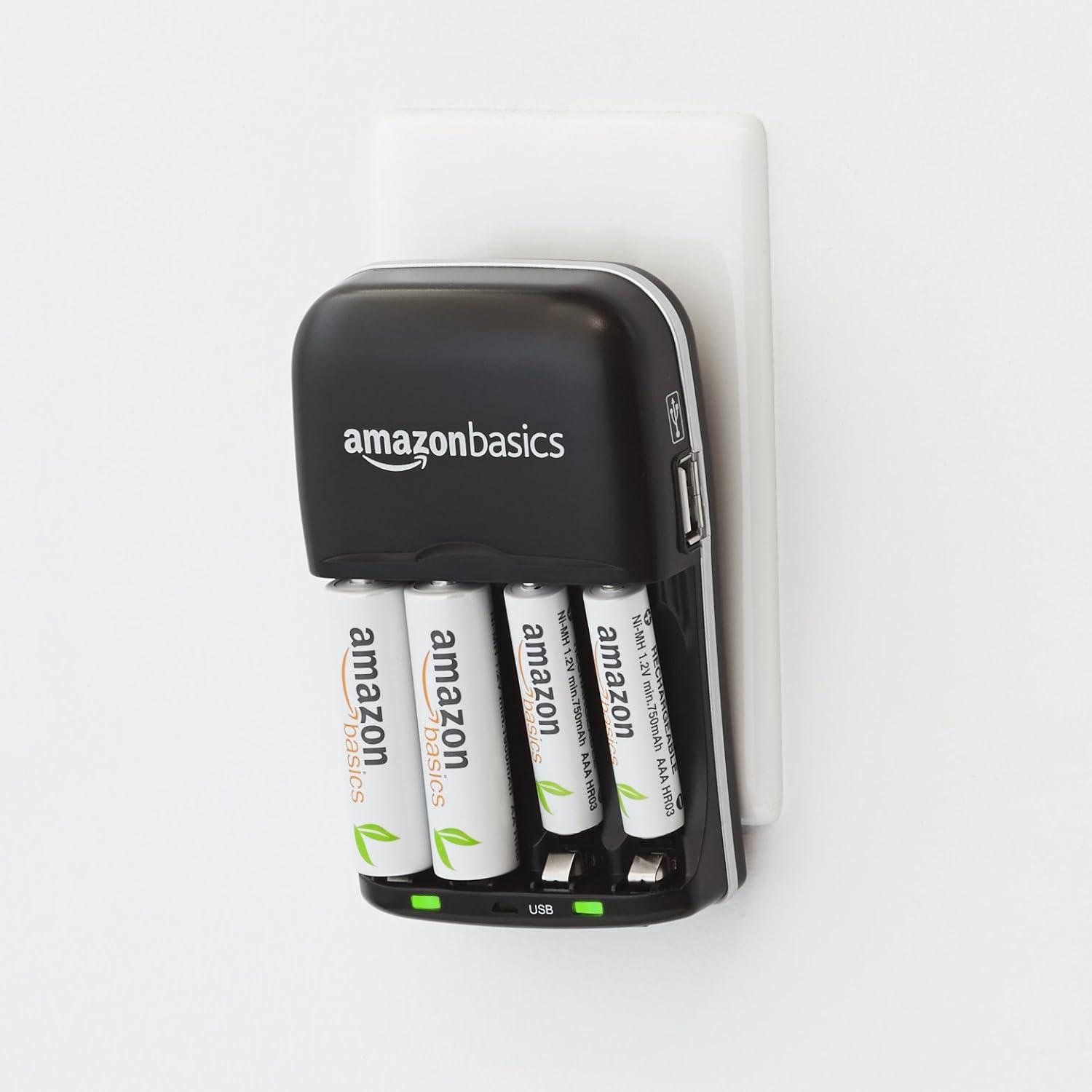 Cargador de Baterías Recargables Amazon Basics USB AA AAA