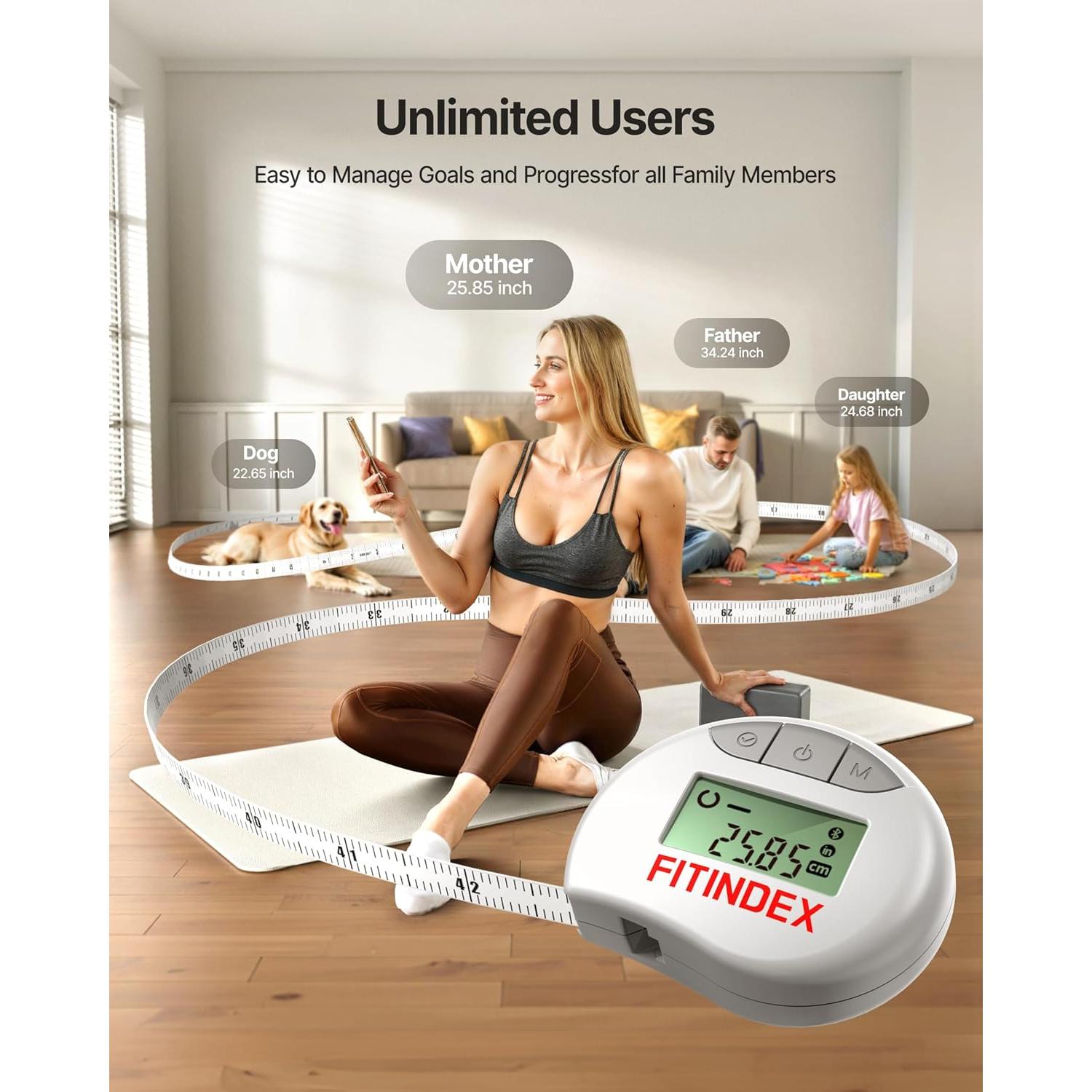 Cinta Métrica Corporal FITINDEX Bluetooth 12 Medidas Fitness