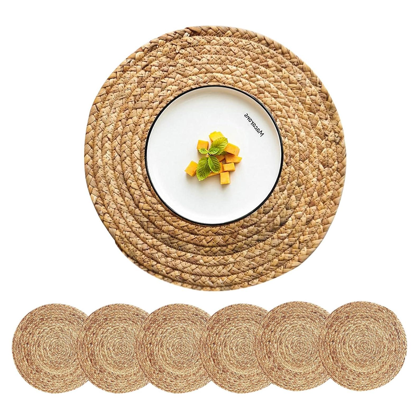 Juego de 6 Manteles Individuales Redondos CY SISTERS 34 cm Juncos Naturales