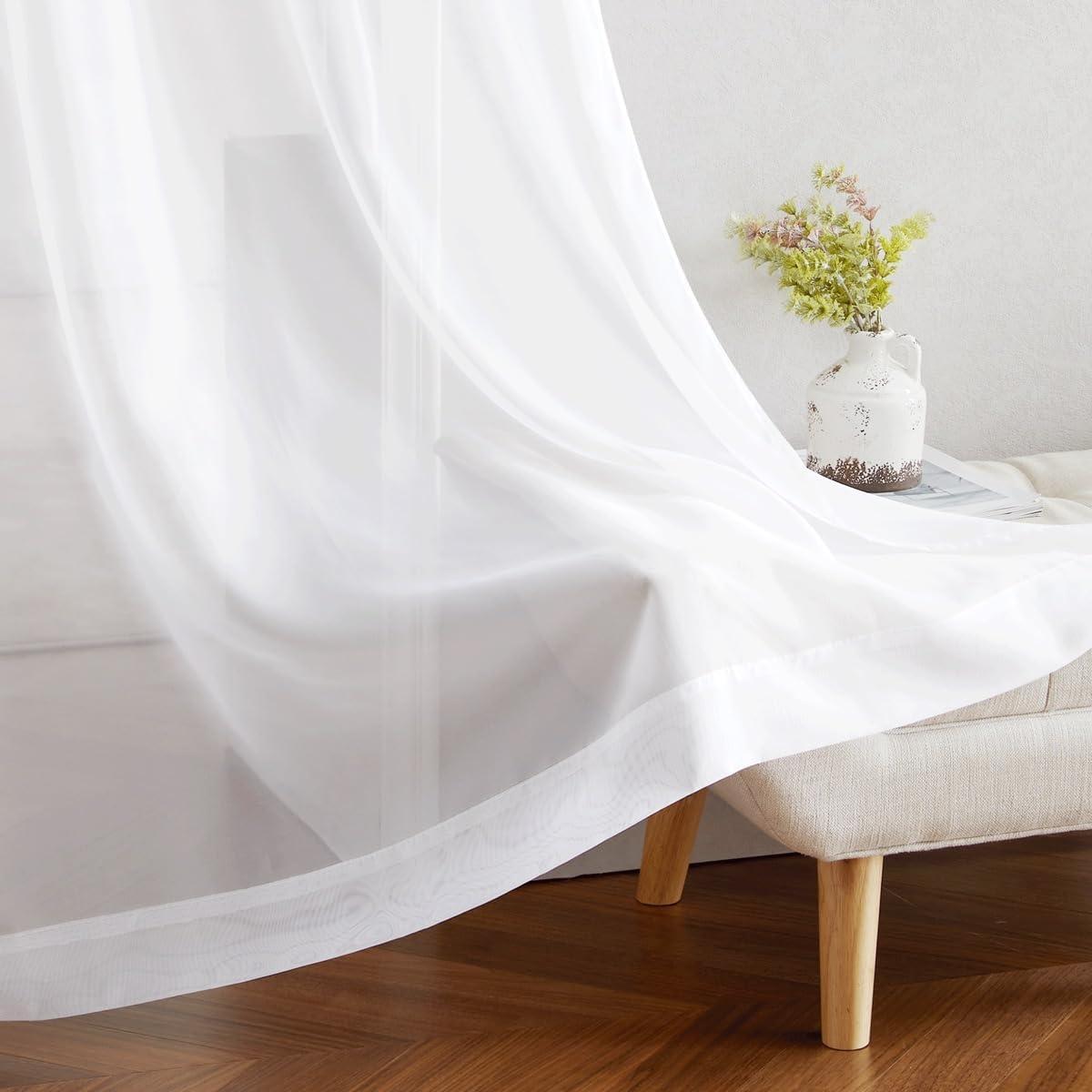 Cortinas Sheer Blancas NICETOWN 135 x 213 cm - 2 Paneles