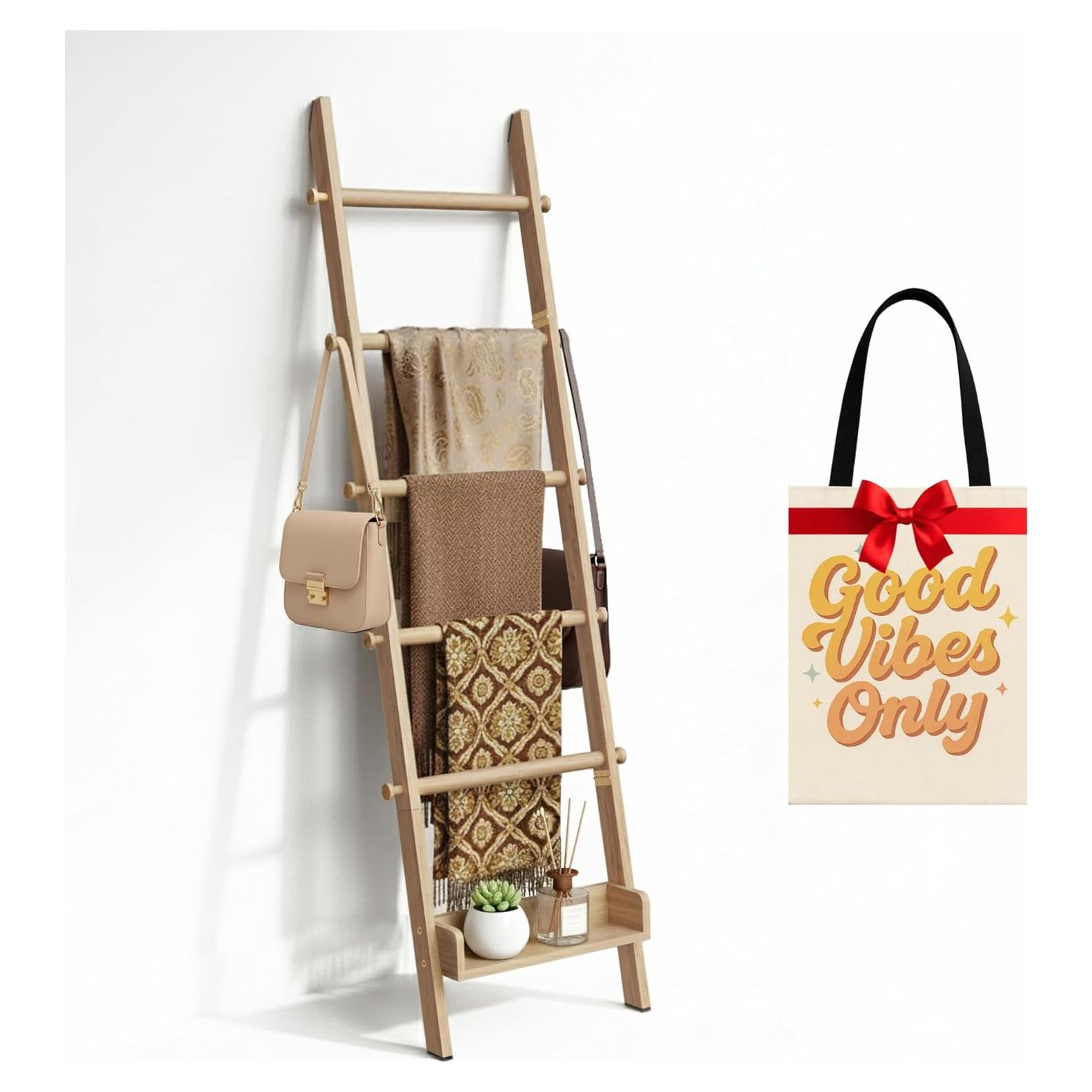 Escalera de Mantas Surala de Madera Natural 6 Niveles